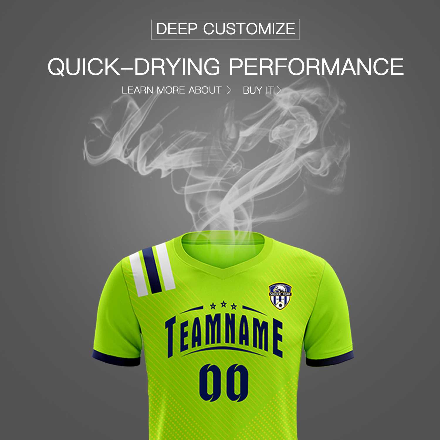 Custom Neon Green Striped Sportswear Soccer Tops/Sets Jersey For Adults