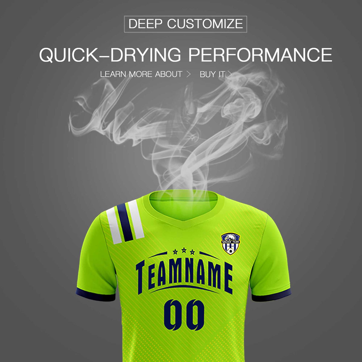 Custom Neon Green Striped Sportswear Soccer Tops/Sets Jersey For Adults