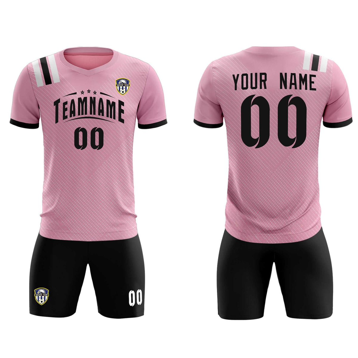 Custom Pink Striped Sportswear Soccer Tops/Sets Jersey For Adults