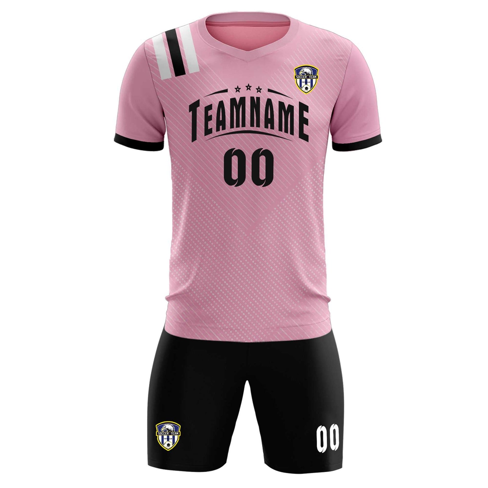 Custom Pink Striped Sportswear Soccer Tops/Sets Jersey For Adults