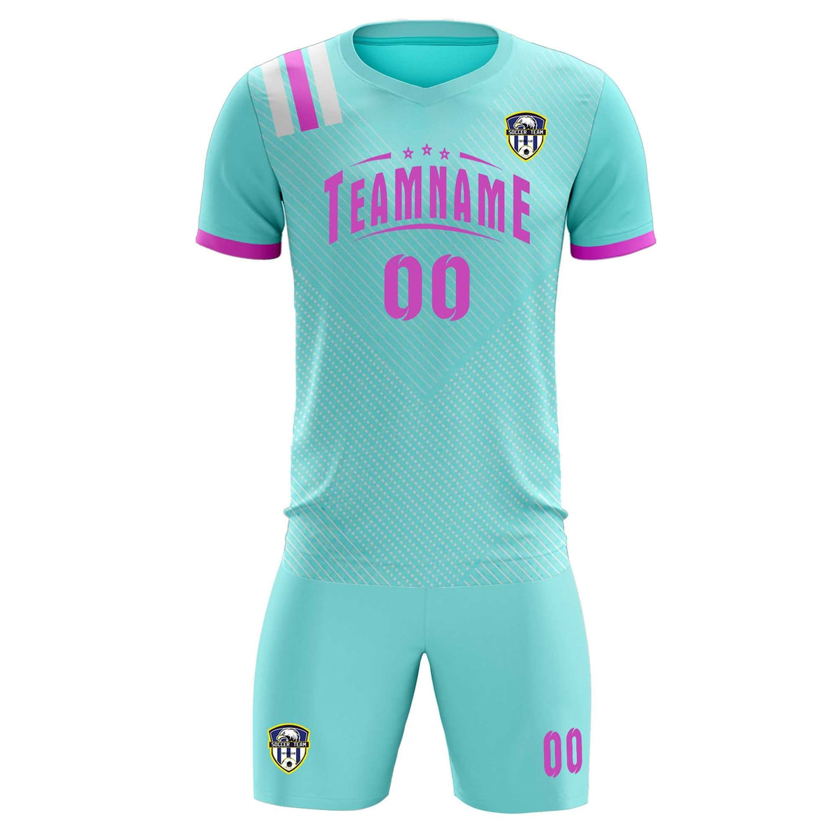 Custom Light Blue Striped Sportswear Soccer Tops/Sets Jersey For Adults