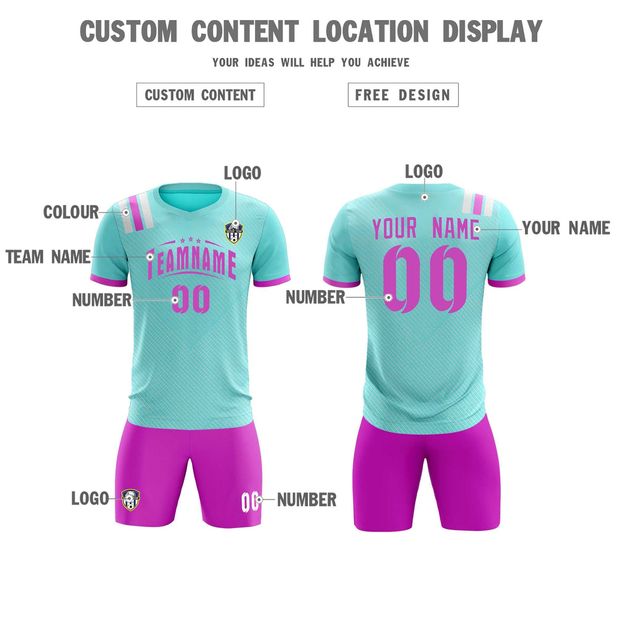 Custom Light Blue Striped Sportswear Soccer Tops/Sets Jersey For Adults