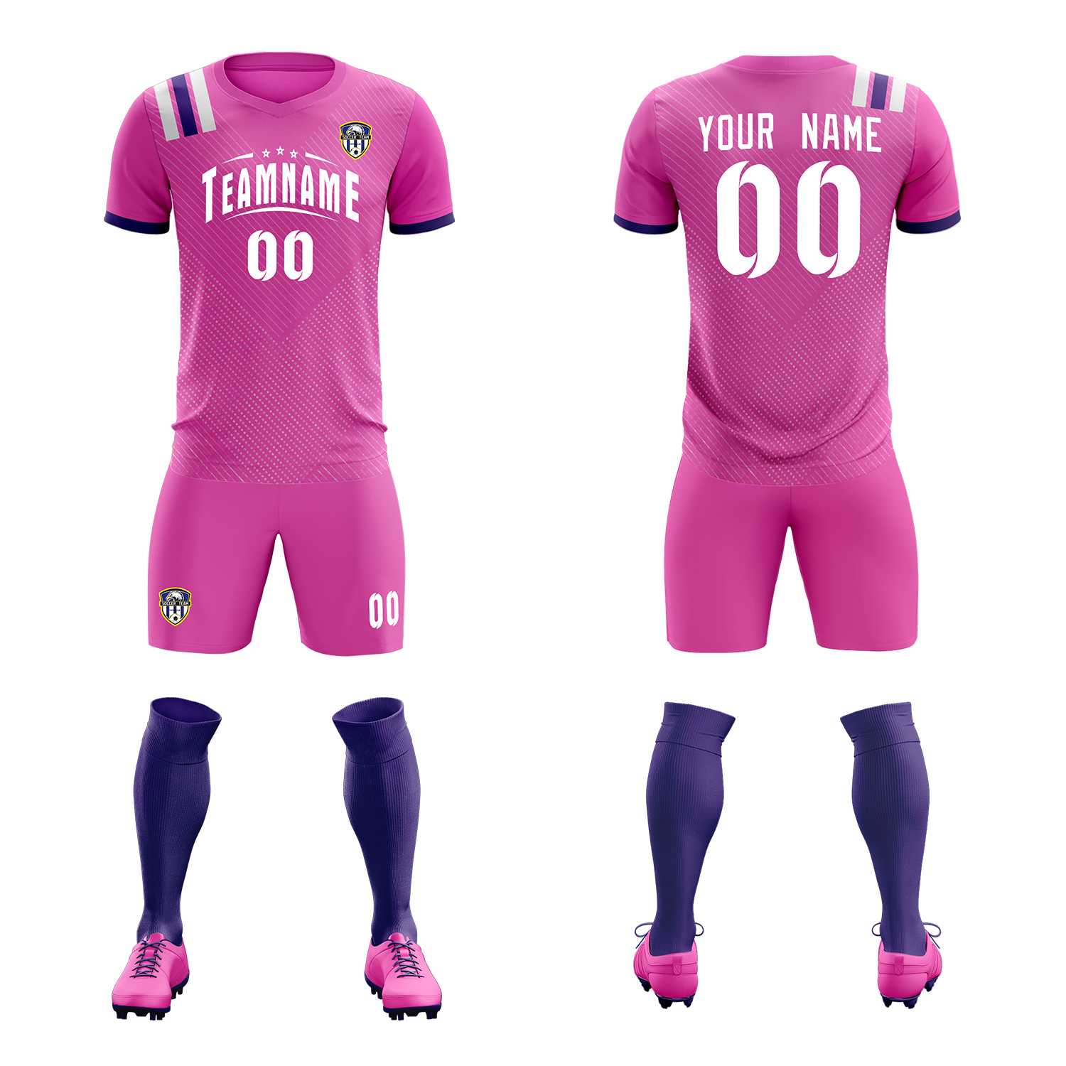 Custom Light Red Striped Sportswear Soccer Tops/Sets Jersey For Adults