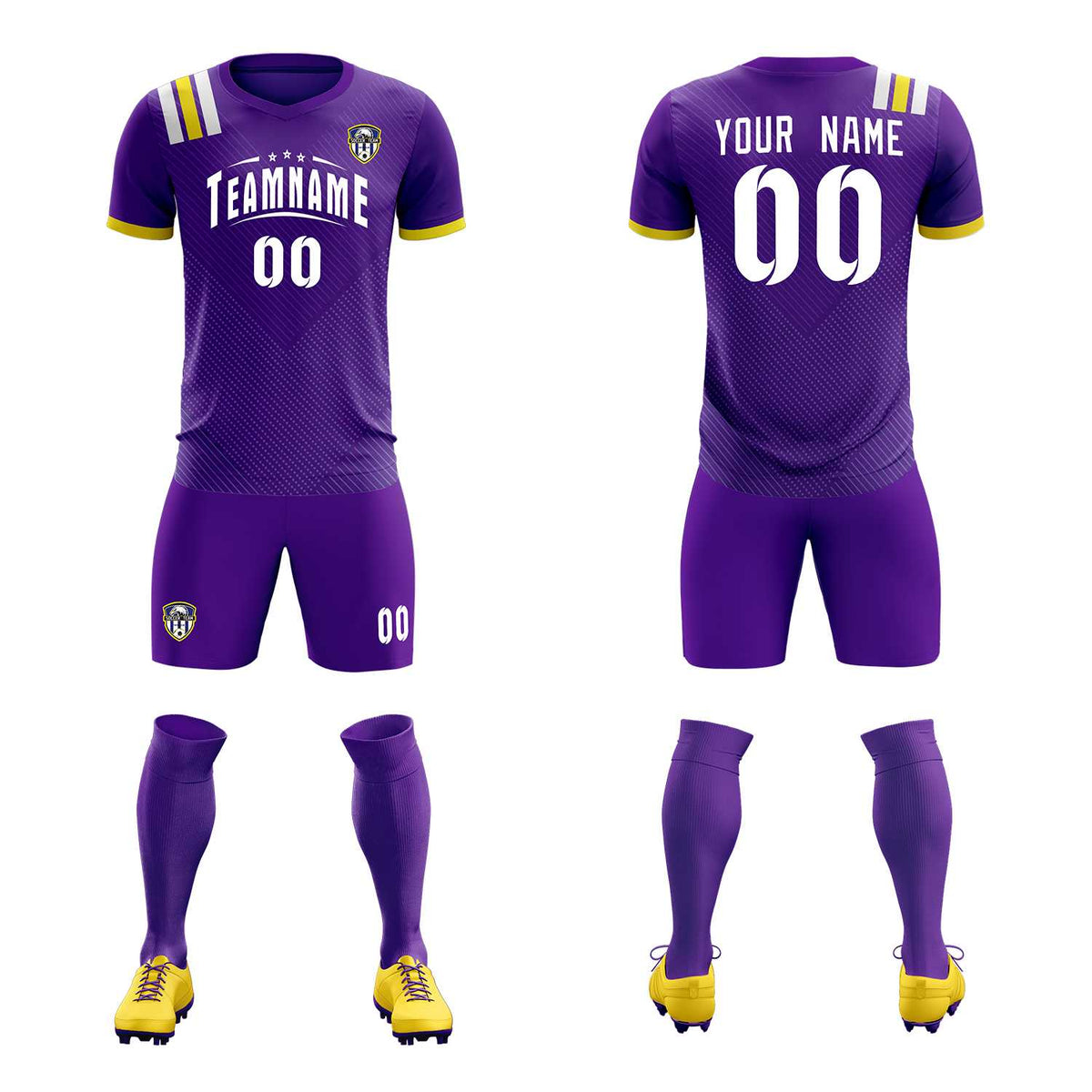 Custom Purple Striped Sportswear Soccer Tops/Sets Jersey For Adults