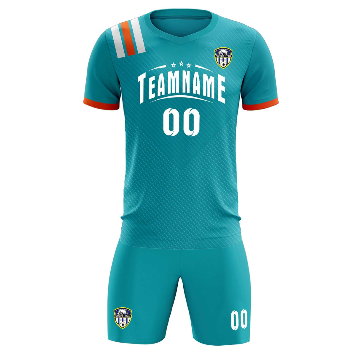 Custom Aqua Striped Sportswear Soccer Tops/Sets Jersey For Adults