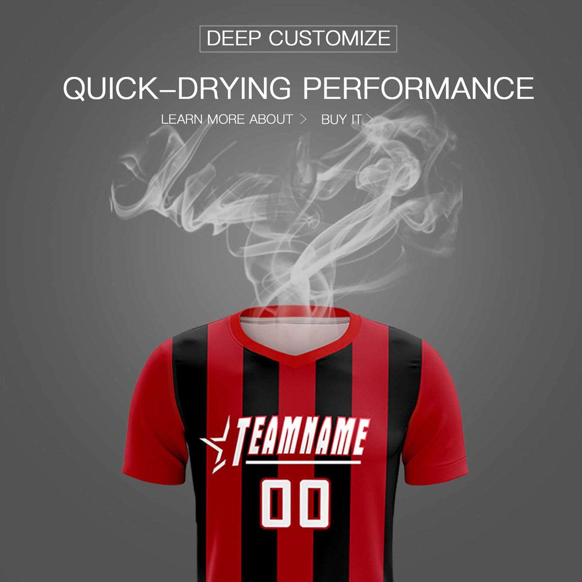 Custom Red Black Vertical Stripes Casual Outdoor Soccer Sets Jersey