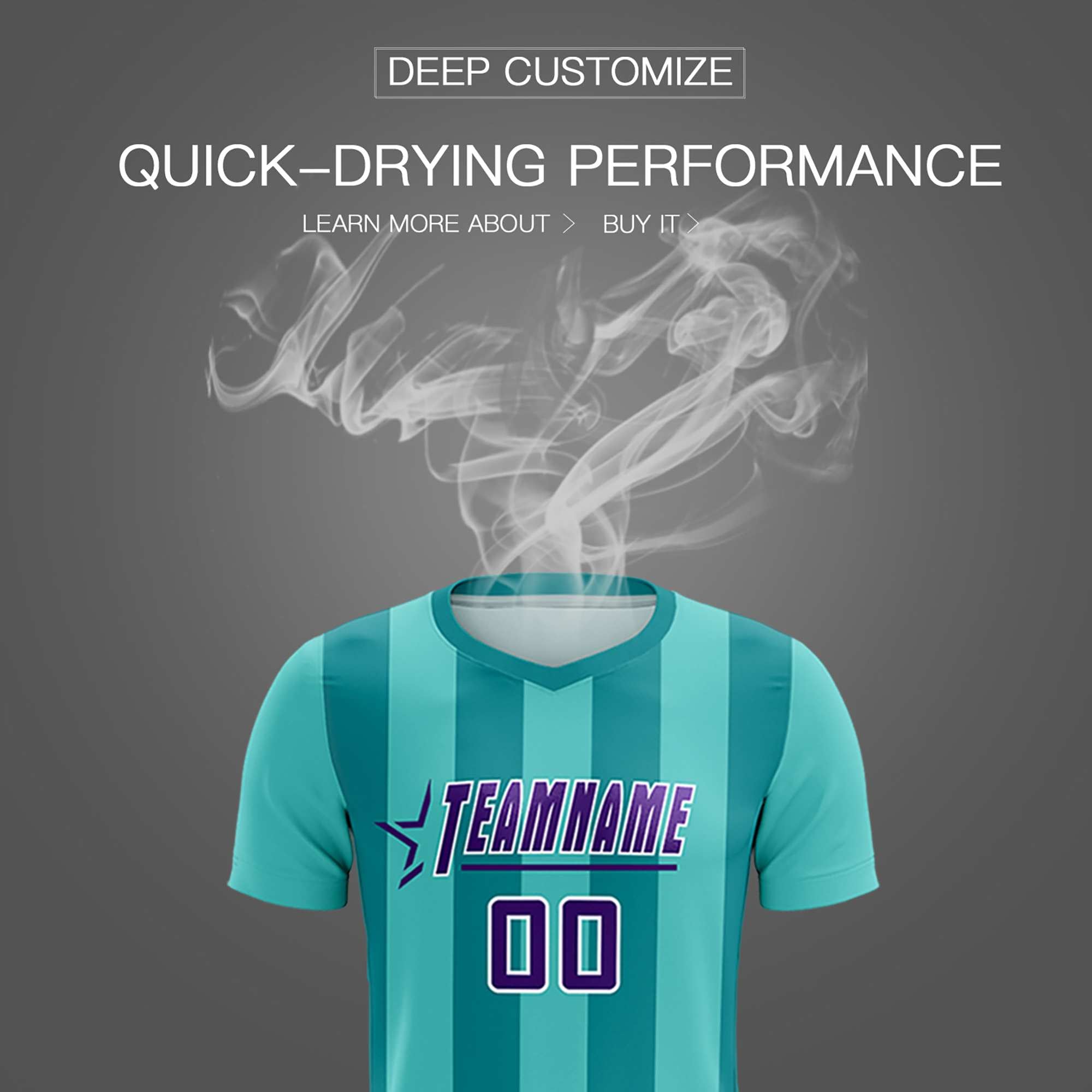 Custom Bright Green Aqua Vertical Stripes Casual Outdoor Soccer Sets Jersey