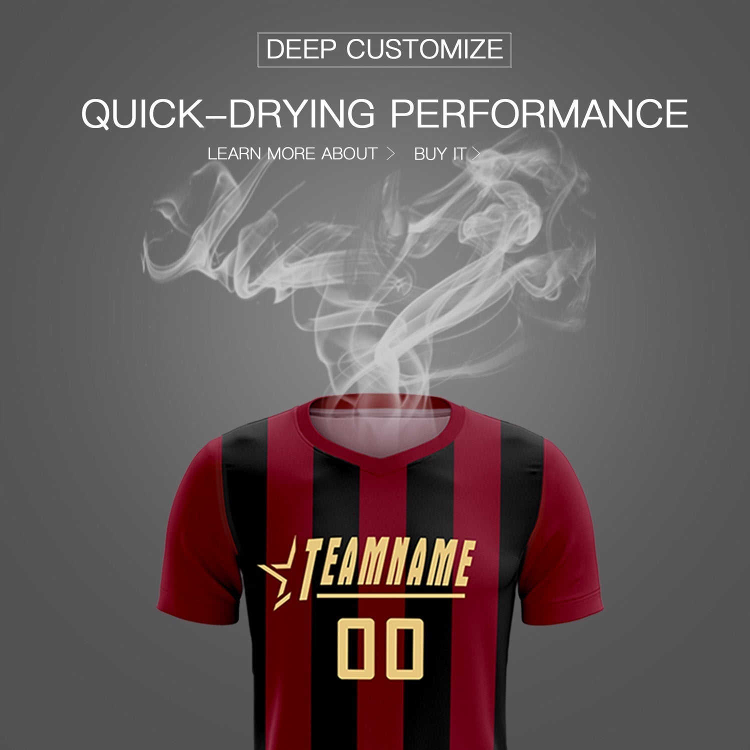 Custom Crimson Black Vertical Stripes Casual Outdoor Soccer Sets Jersey