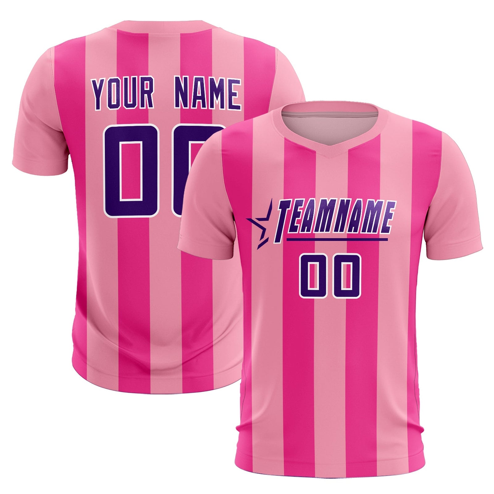 Custom Light Pink Pink Vertical Stripes Casual Outdoor Soccer Sets Jersey