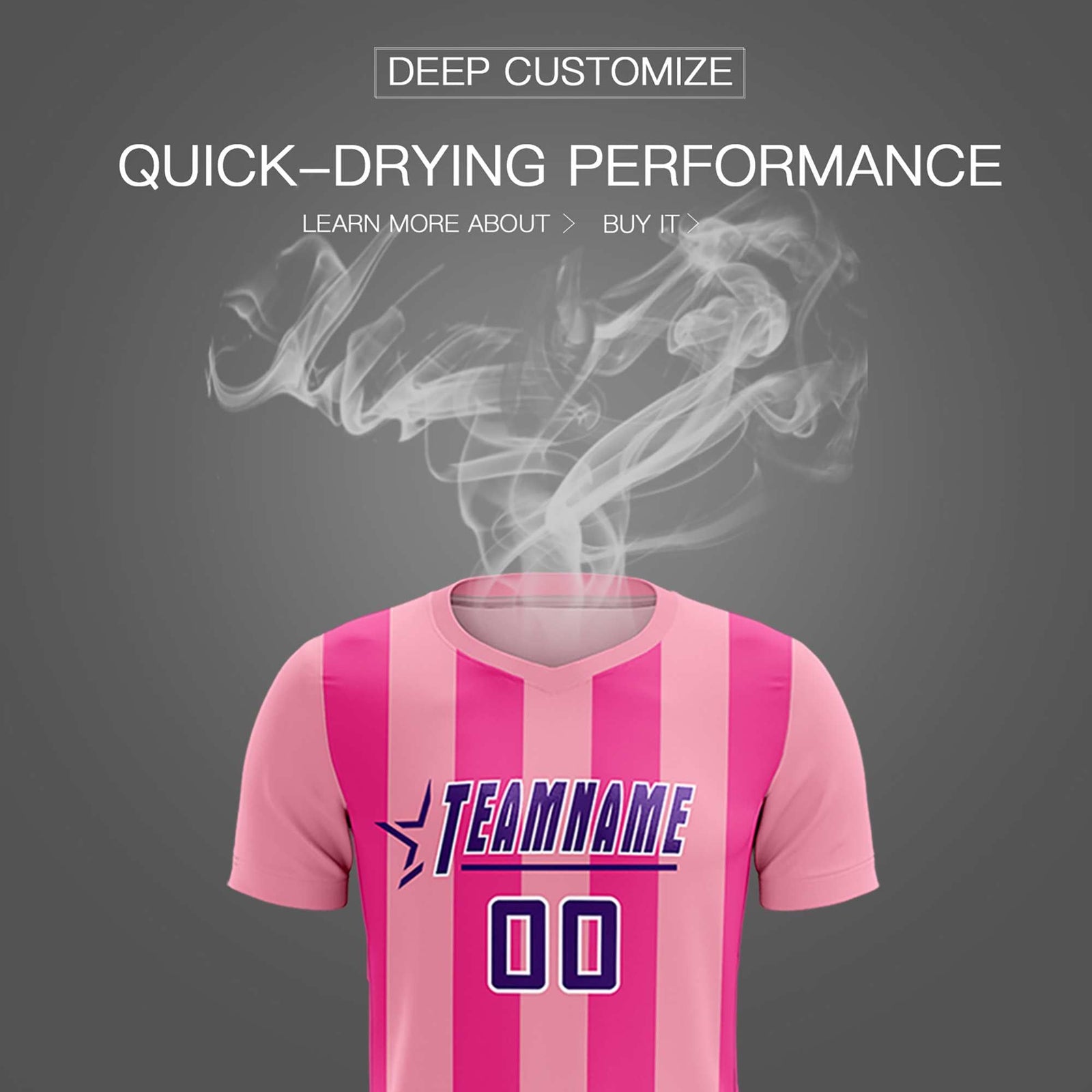 Custom Light Pink Pink Vertical Stripes Casual Outdoor Soccer Sets Jersey