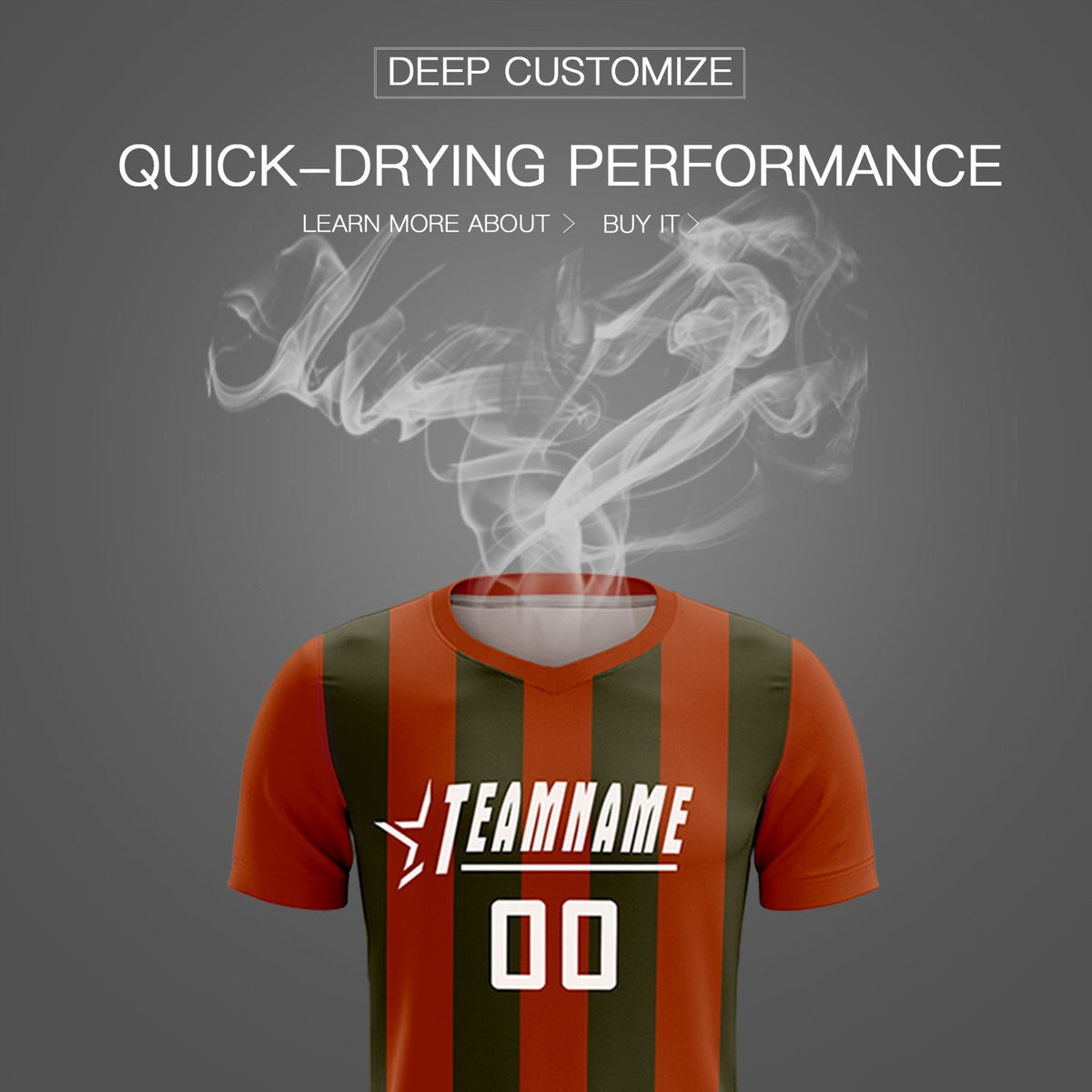 Custom Texas Orange Olive Vertical Stripes Casual Outdoor Soccer Sets Jersey