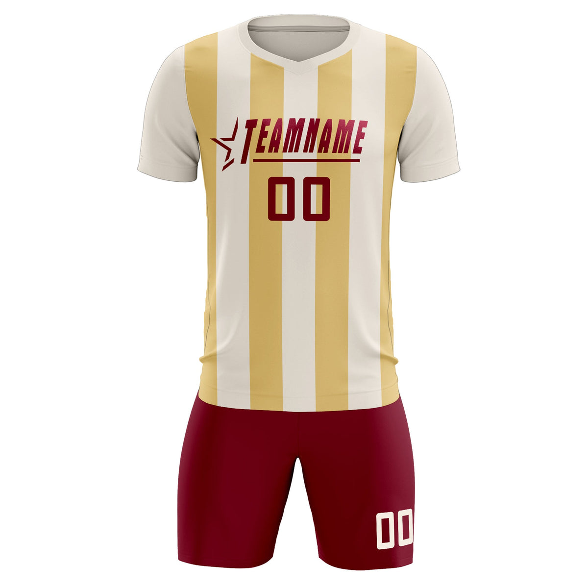 Custom Cream Khaki Vertical Stripes Casual Outdoor Soccer Sets Jersey