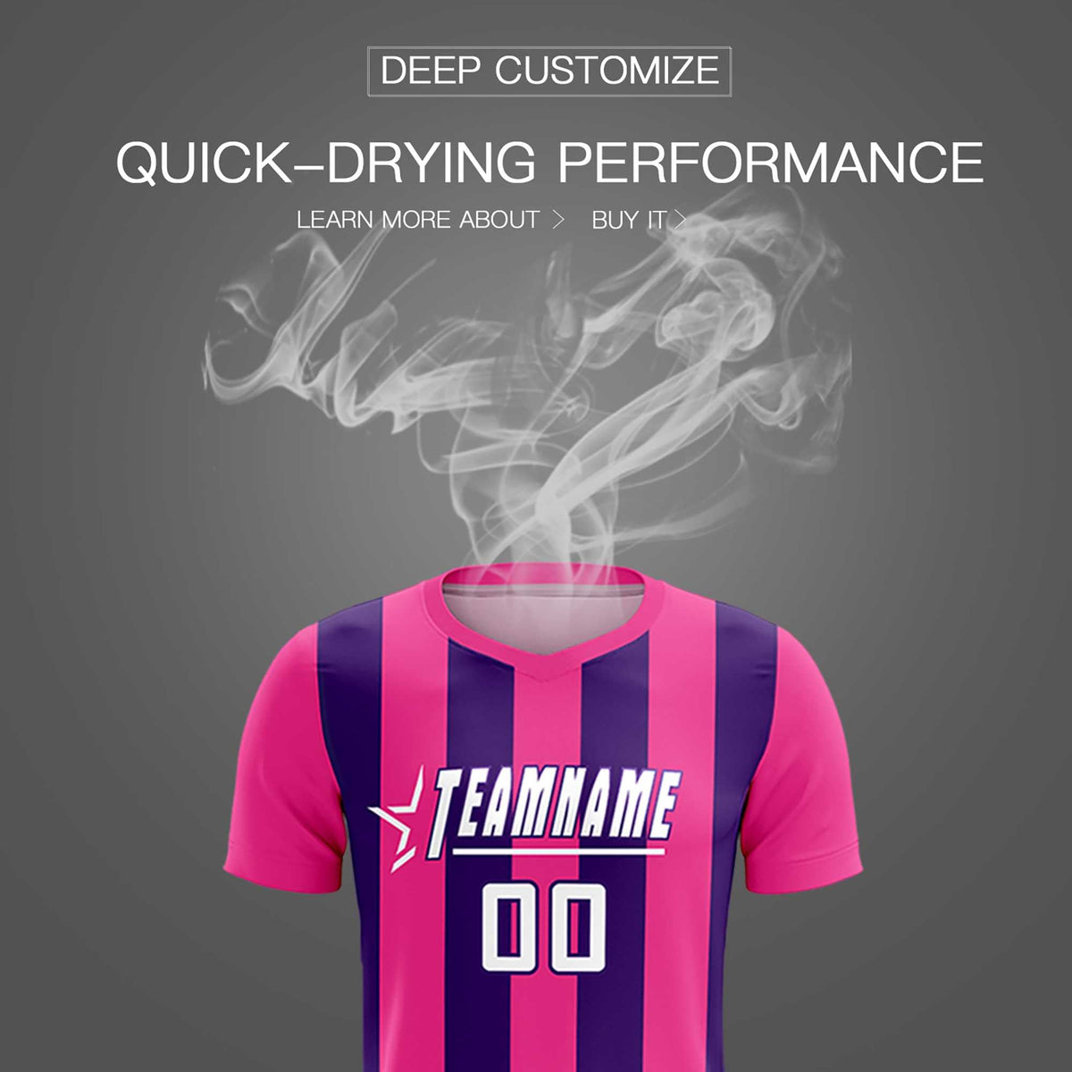 Custom Pink Purple Vertical Stripes Casual Outdoor Soccer Sets Jersey