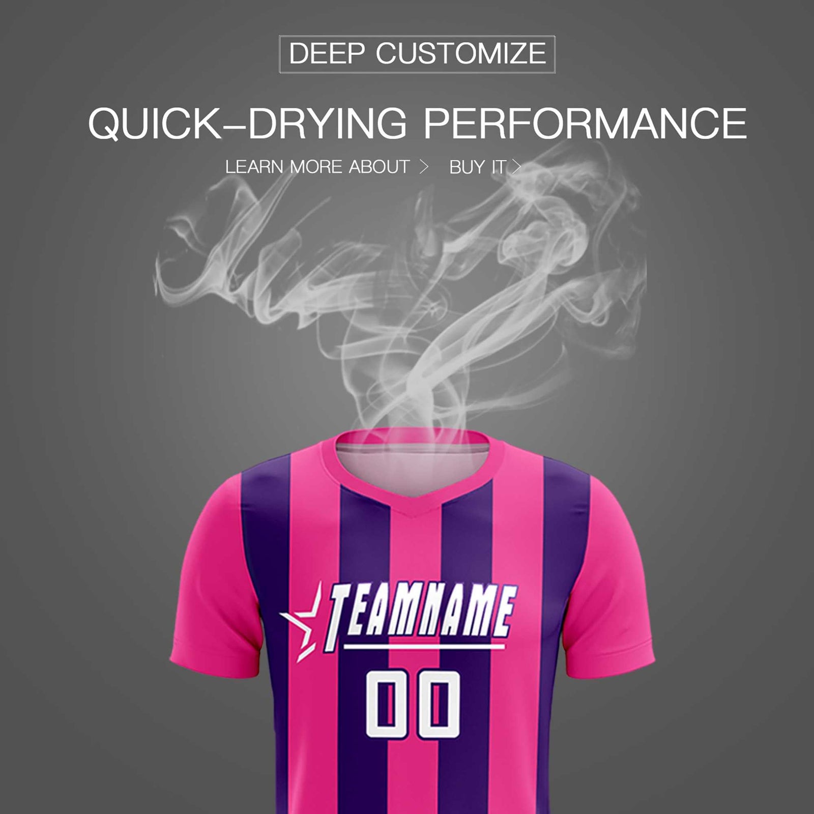 Custom Pink Purple Vertical Stripes Casual Outdoor Soccer Sets Jersey