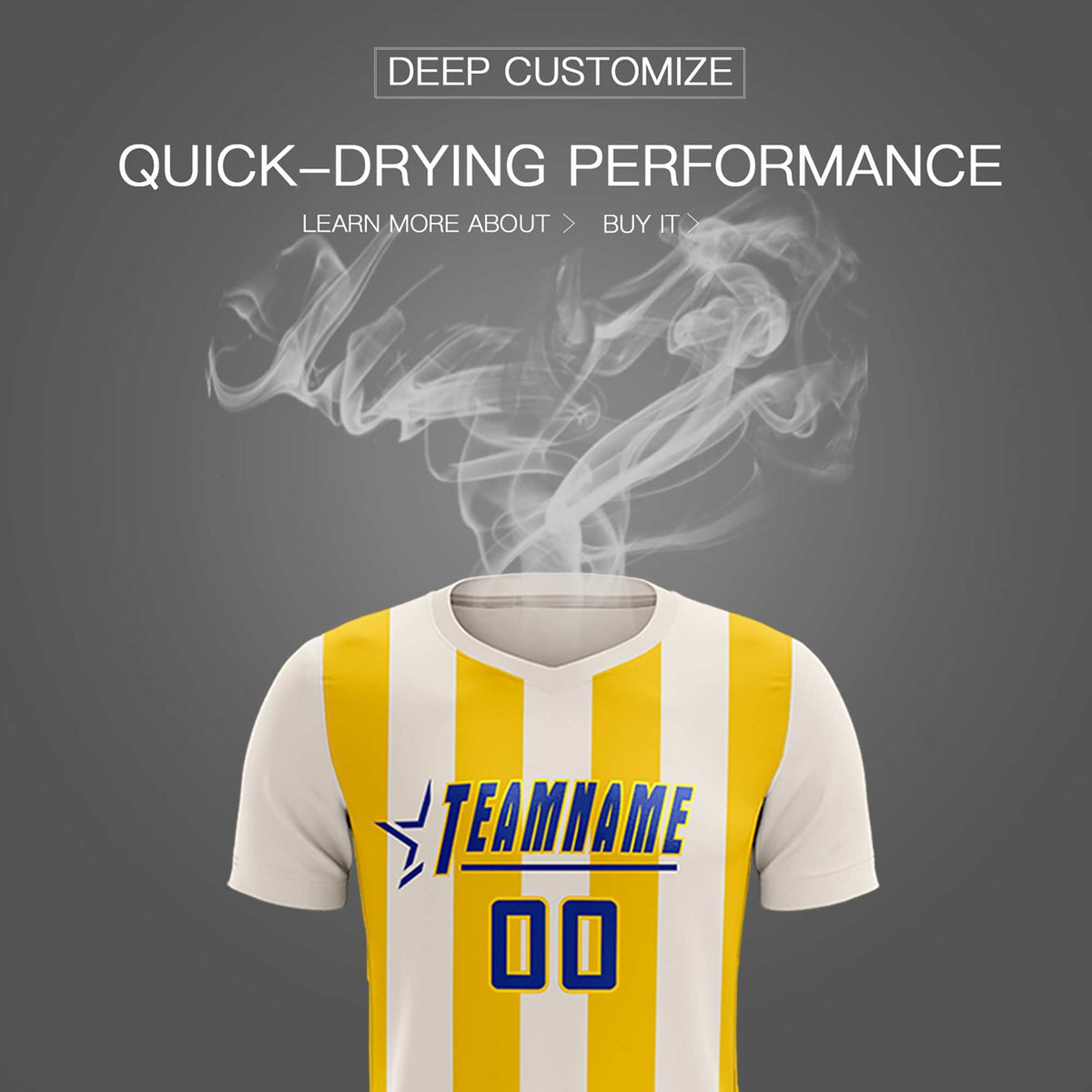 Custom Cream Gold Vertical Stripes Casual Outdoor Soccer Sets Jersey