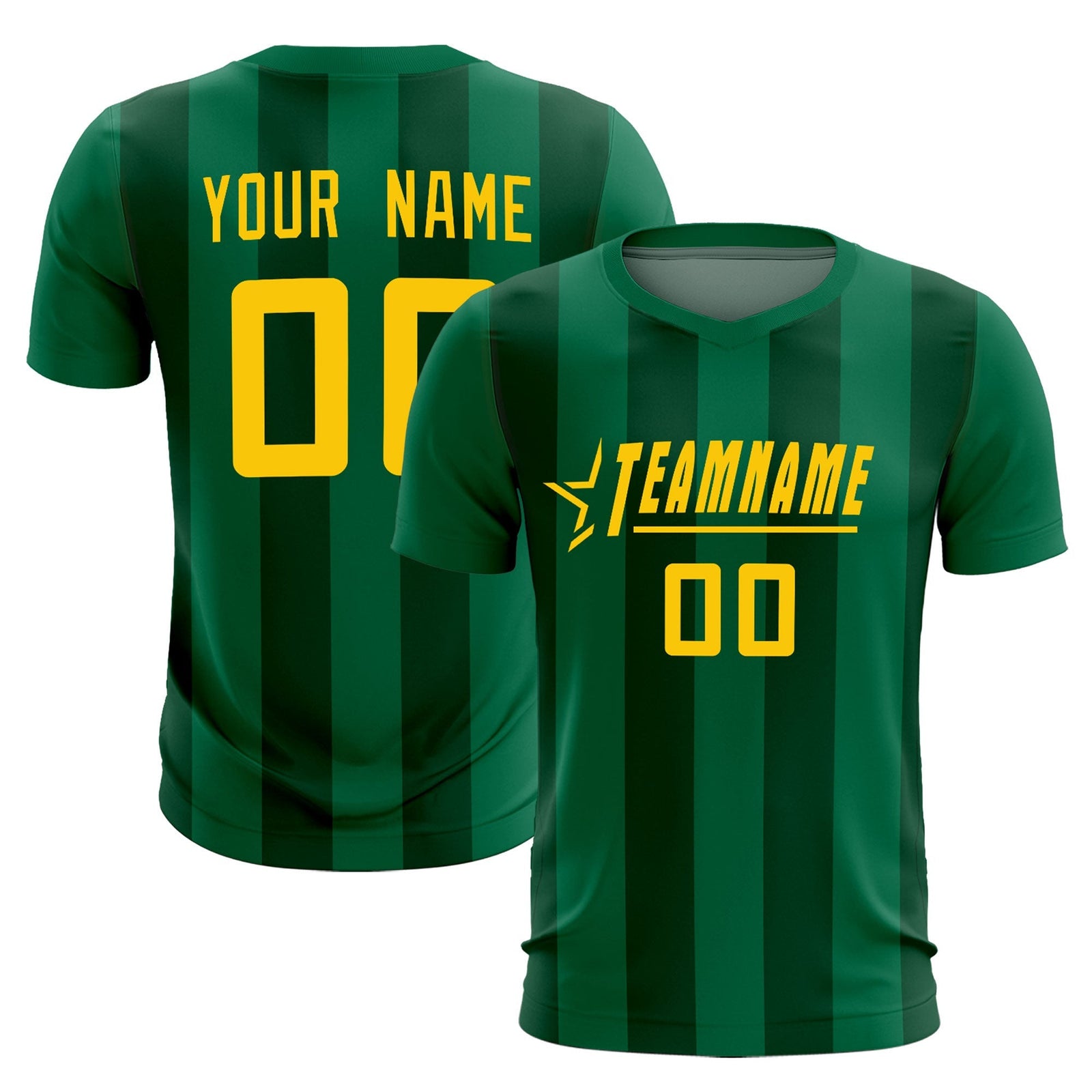 Custom Kelly Green Green Vertical Stripes Casual Outdoor Soccer Sets Jersey