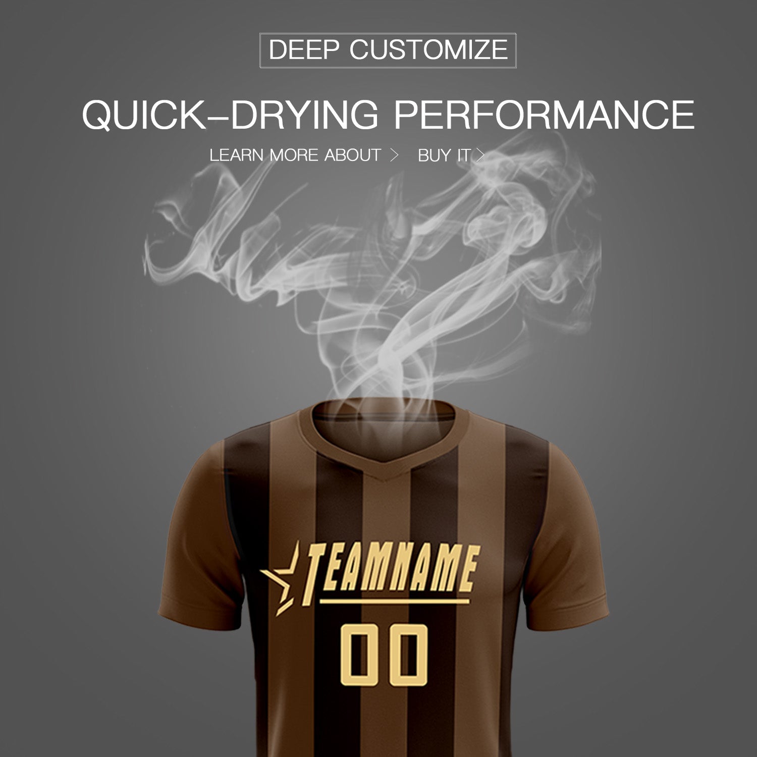 Custom Light Brown Brown Vertical Stripes Casual Outdoor Soccer Sets Jersey