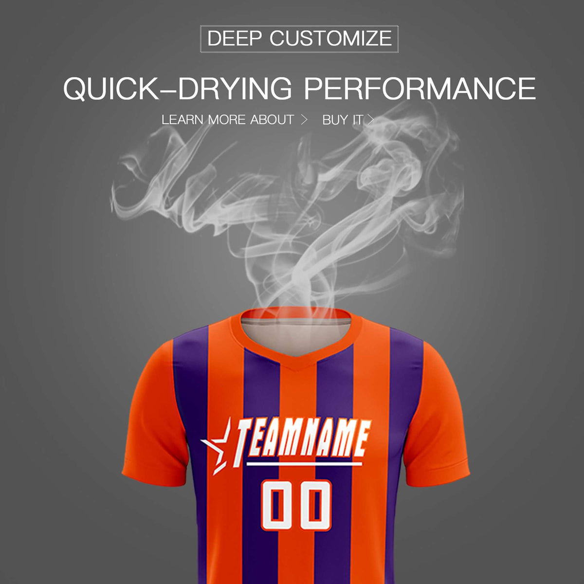 Custom Orange Purple Vertical Stripes Casual Outdoor Soccer Sets Jersey