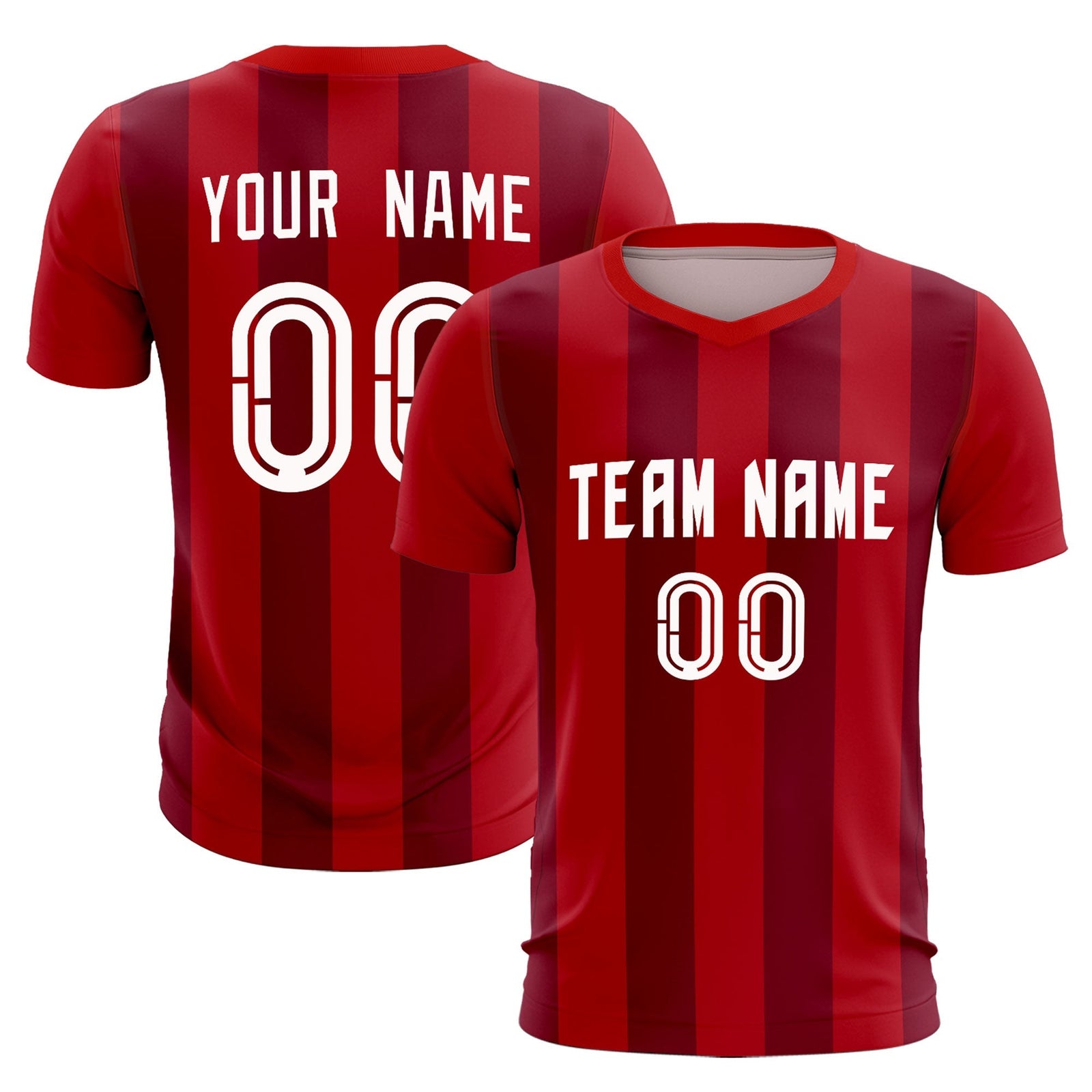 Custom Red Crimson Vertical Stripes Casual Outdoor Soccer Sets Jersey