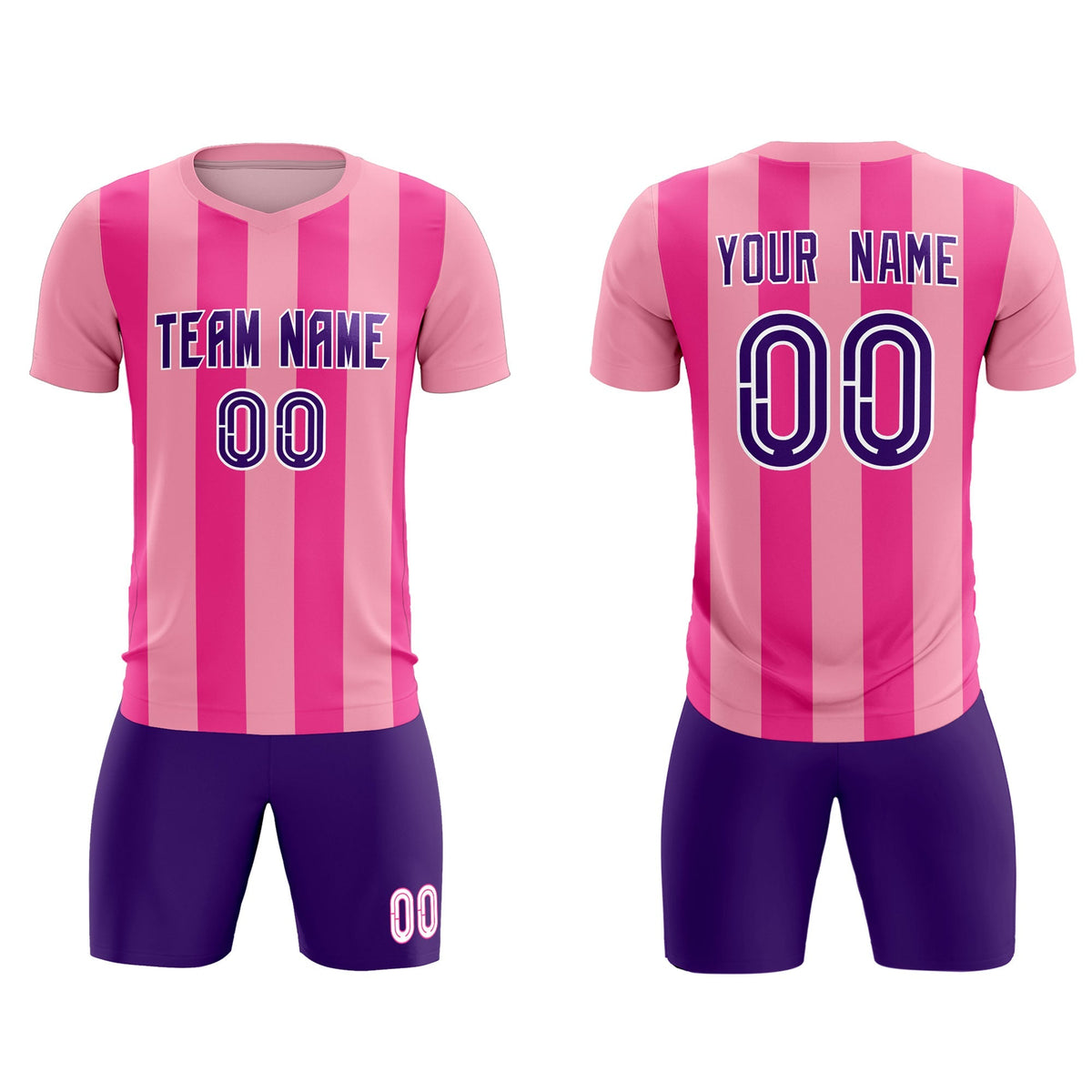 Custom Light Pink Pink Vertical Stripes Casual Outdoor Soccer Sets Jersey