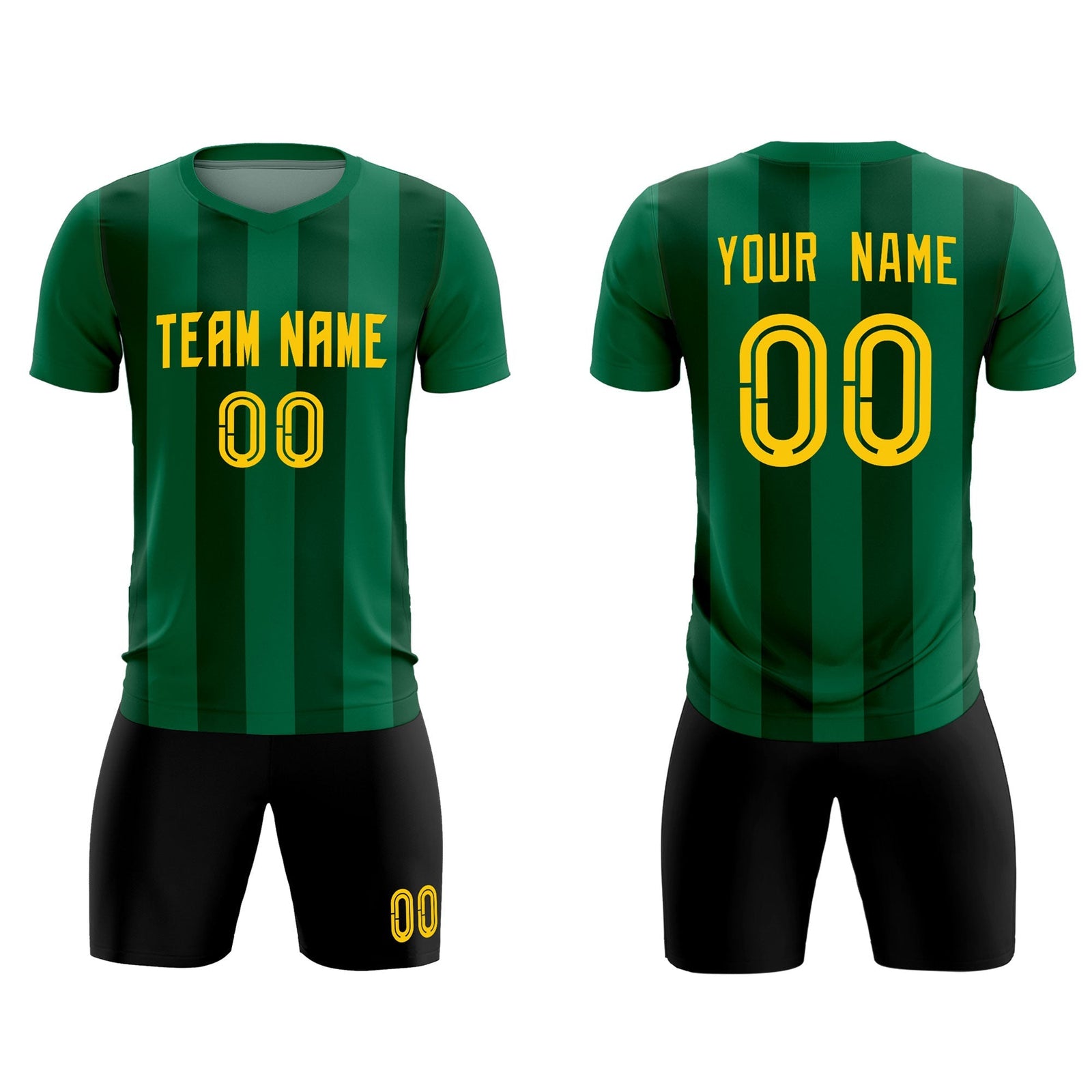 Custom Kelly Green Green Vertical Stripes Casual Outdoor Soccer Sets Jersey