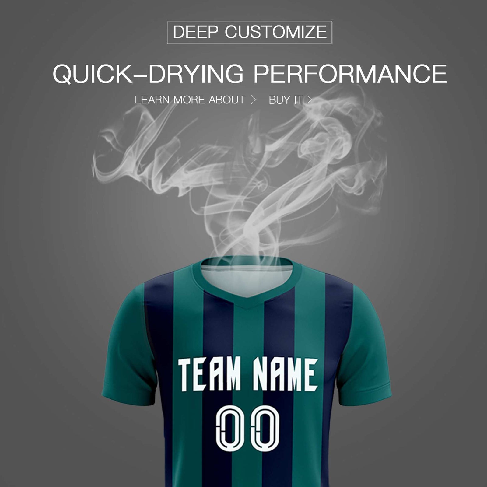 Custom Aqua Navy Vertical Stripes Casual Outdoor Soccer Sets Jersey