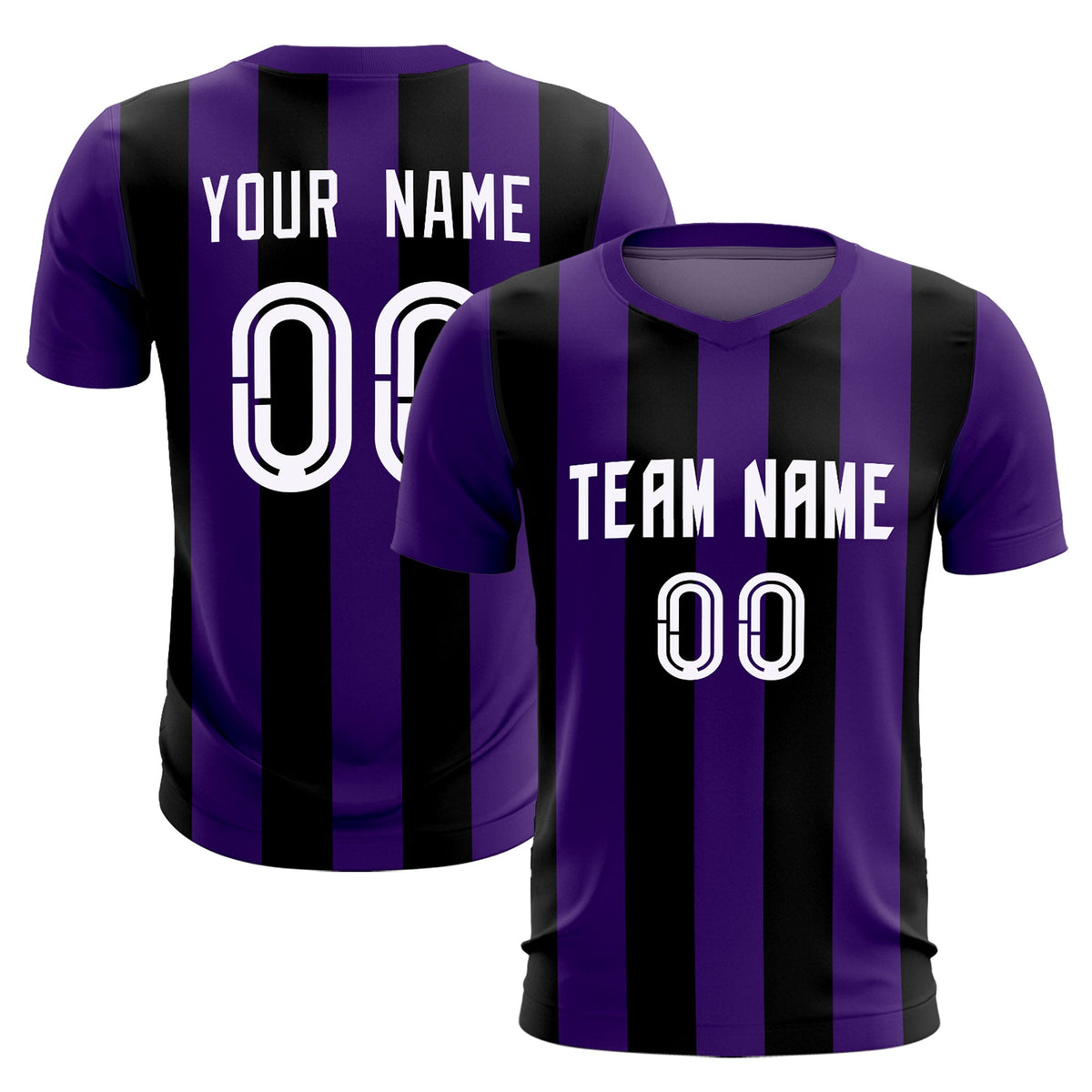 Custom Purple Black Vertical Stripes Casual Outdoor Soccer Sets Jersey