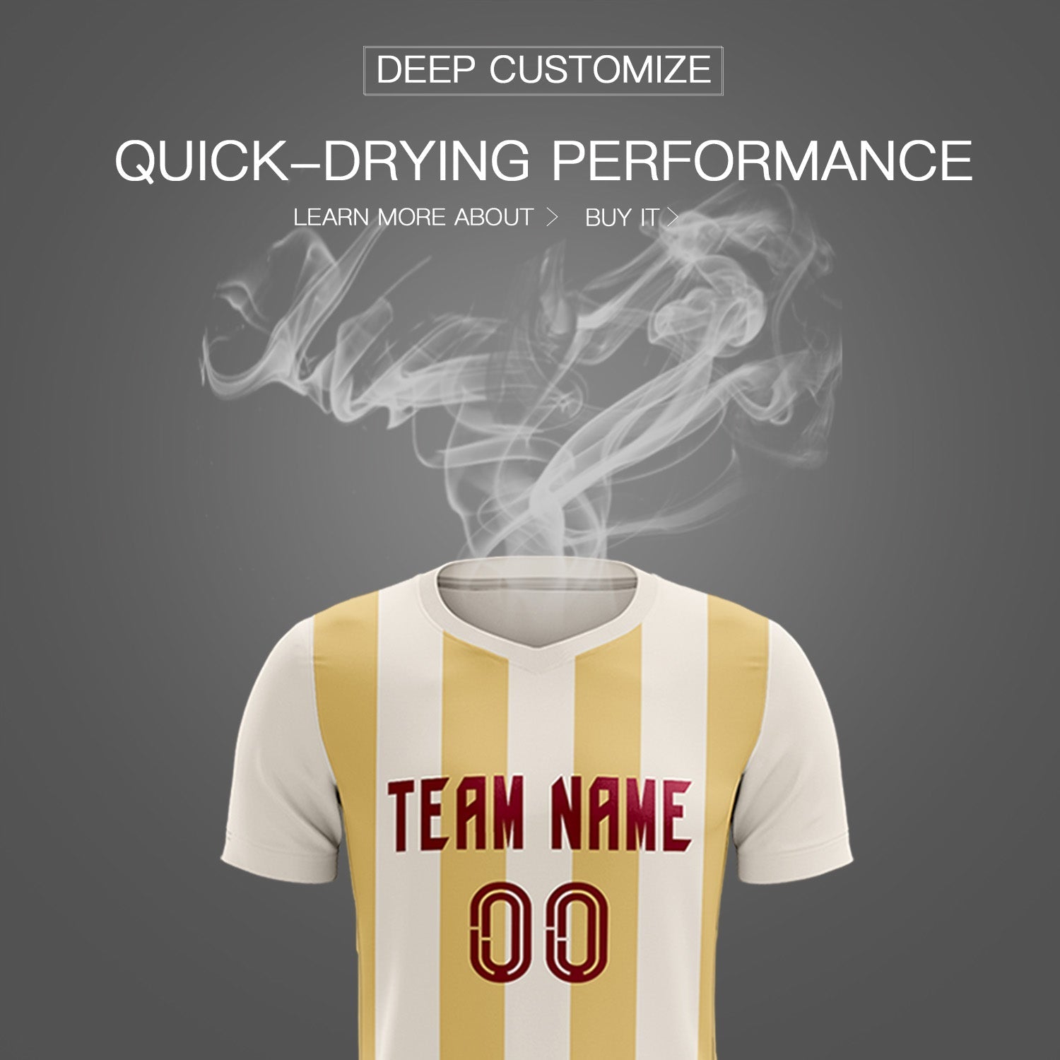 Custom Cream Khaki Vertical Stripes Casual Outdoor Soccer Sets Jersey