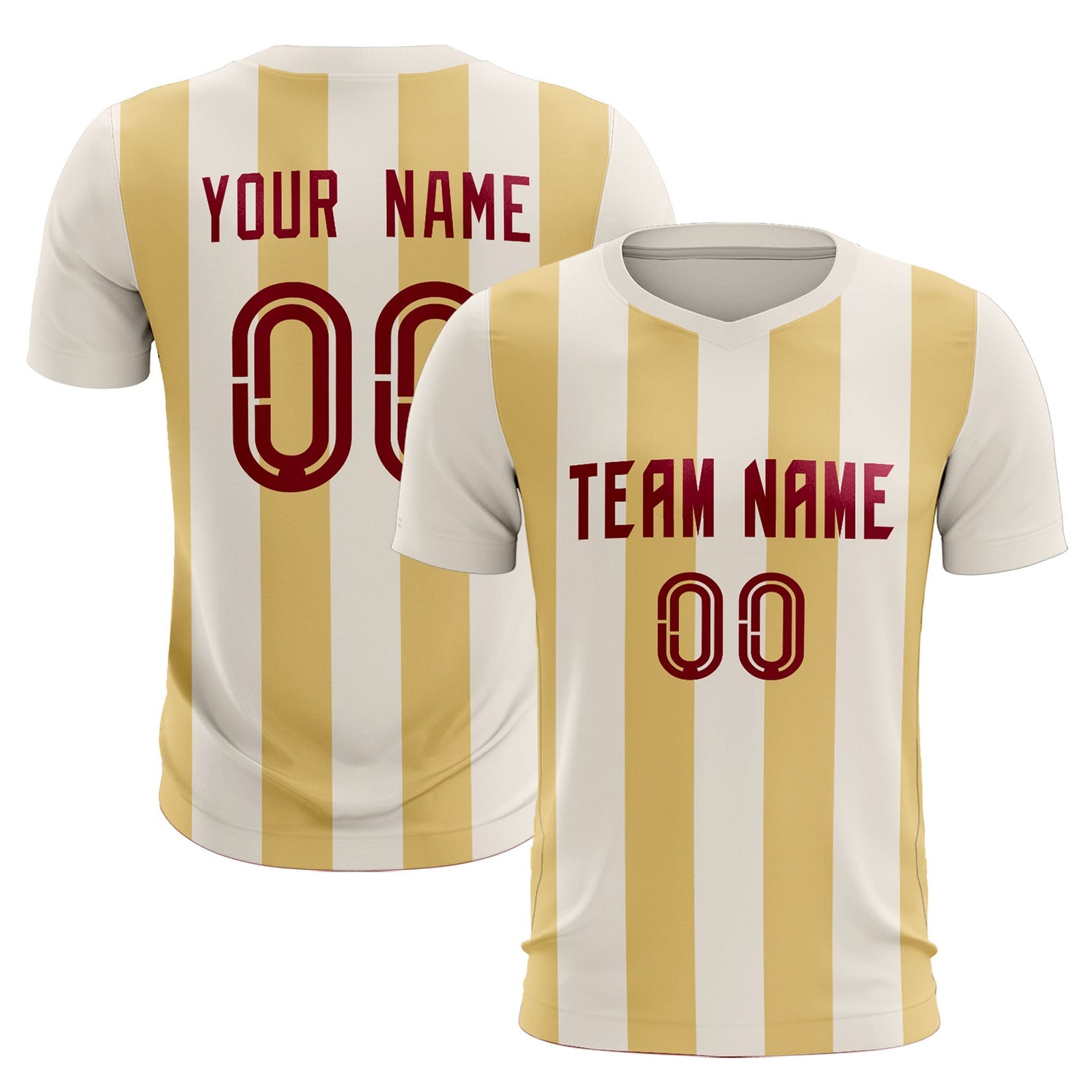 Custom Cream Khaki Vertical Stripes Casual Outdoor Soccer Sets Jersey