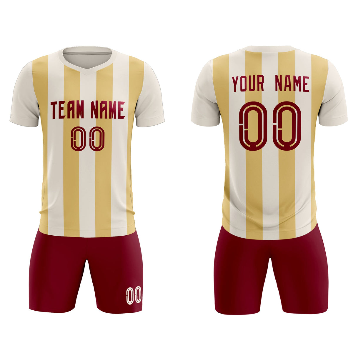 Custom Cream Khaki Vertical Stripes Casual Outdoor Soccer Sets Jersey
