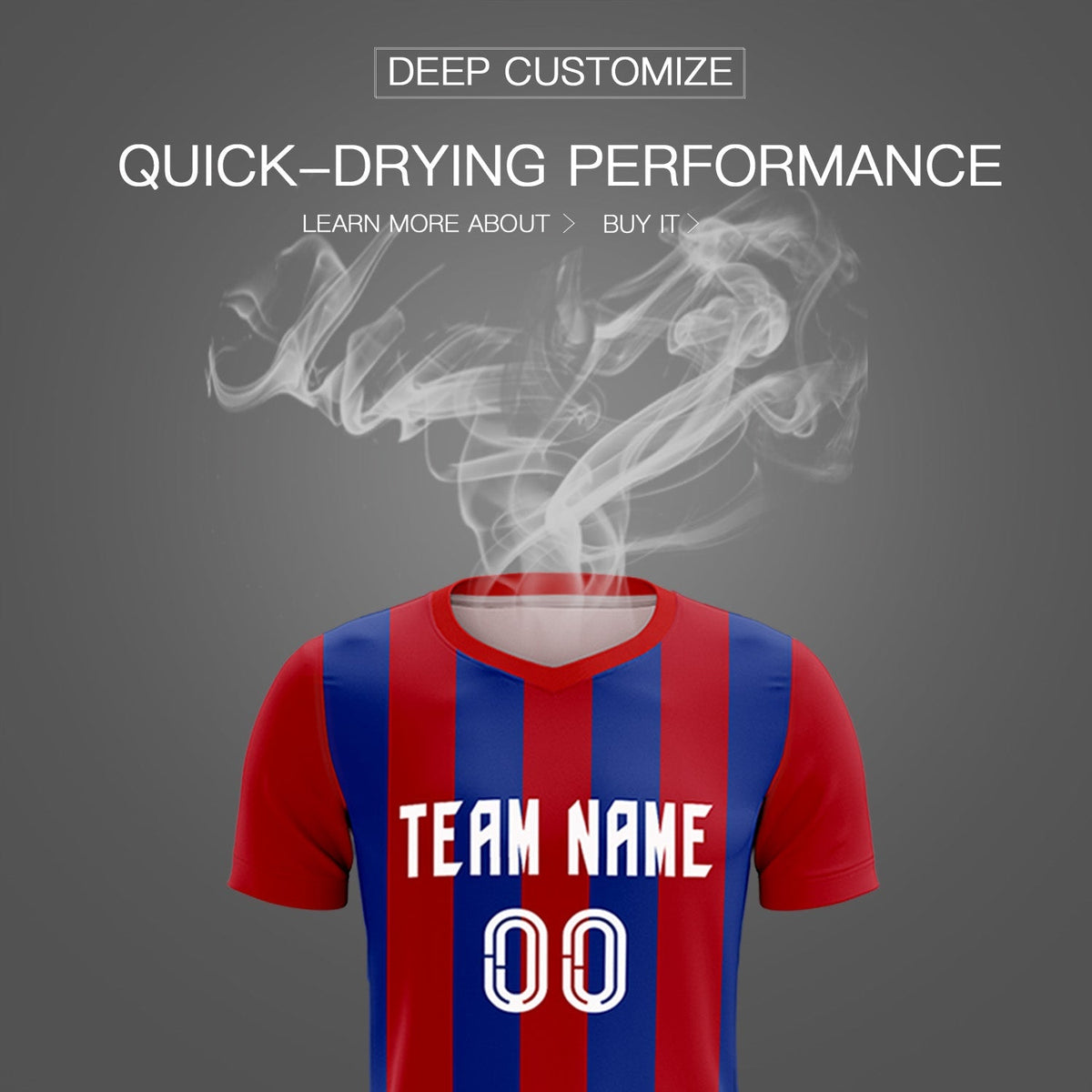 Custom Red Royal Vertical Stripes Casual Outdoor Soccer Sets Jersey