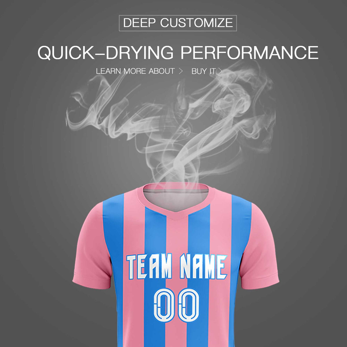 Custom Light Pink Powder Blue Vertical Stripes Casual Outdoor Soccer Sets Jersey