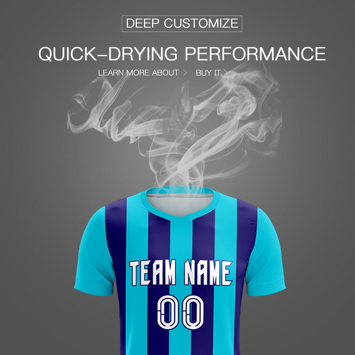 Custom Sky Blue Royal Vertical Stripes Casual Outdoor Soccer Sets Jersey