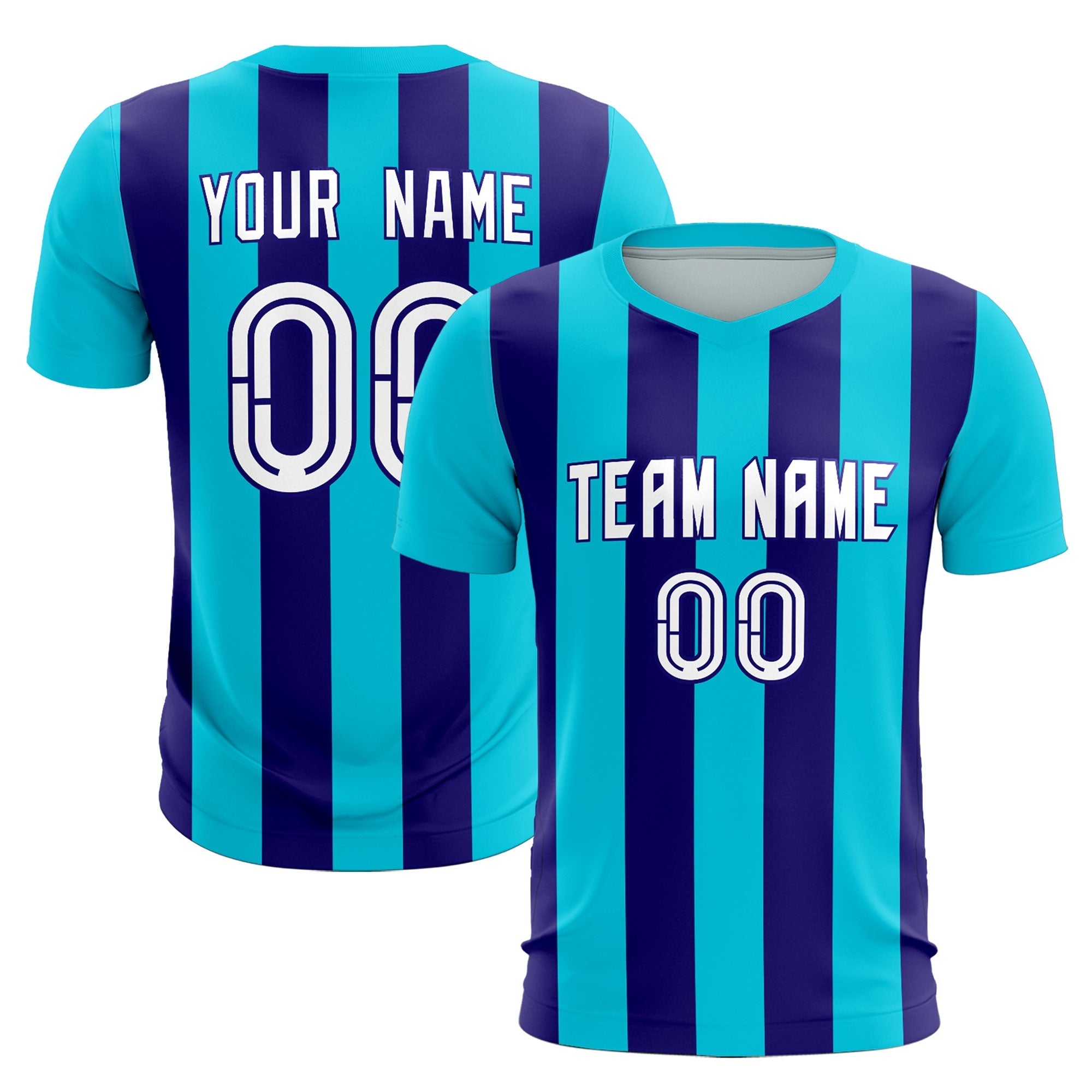 Custom Sky Blue Royal Vertical Stripes Casual Outdoor Soccer Sets Jersey
