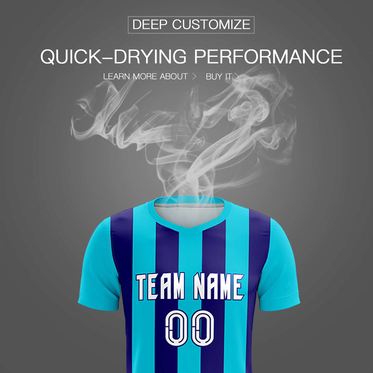 Custom Sky Blue Royal Vertical Stripes Casual Outdoor Soccer Sets Jersey