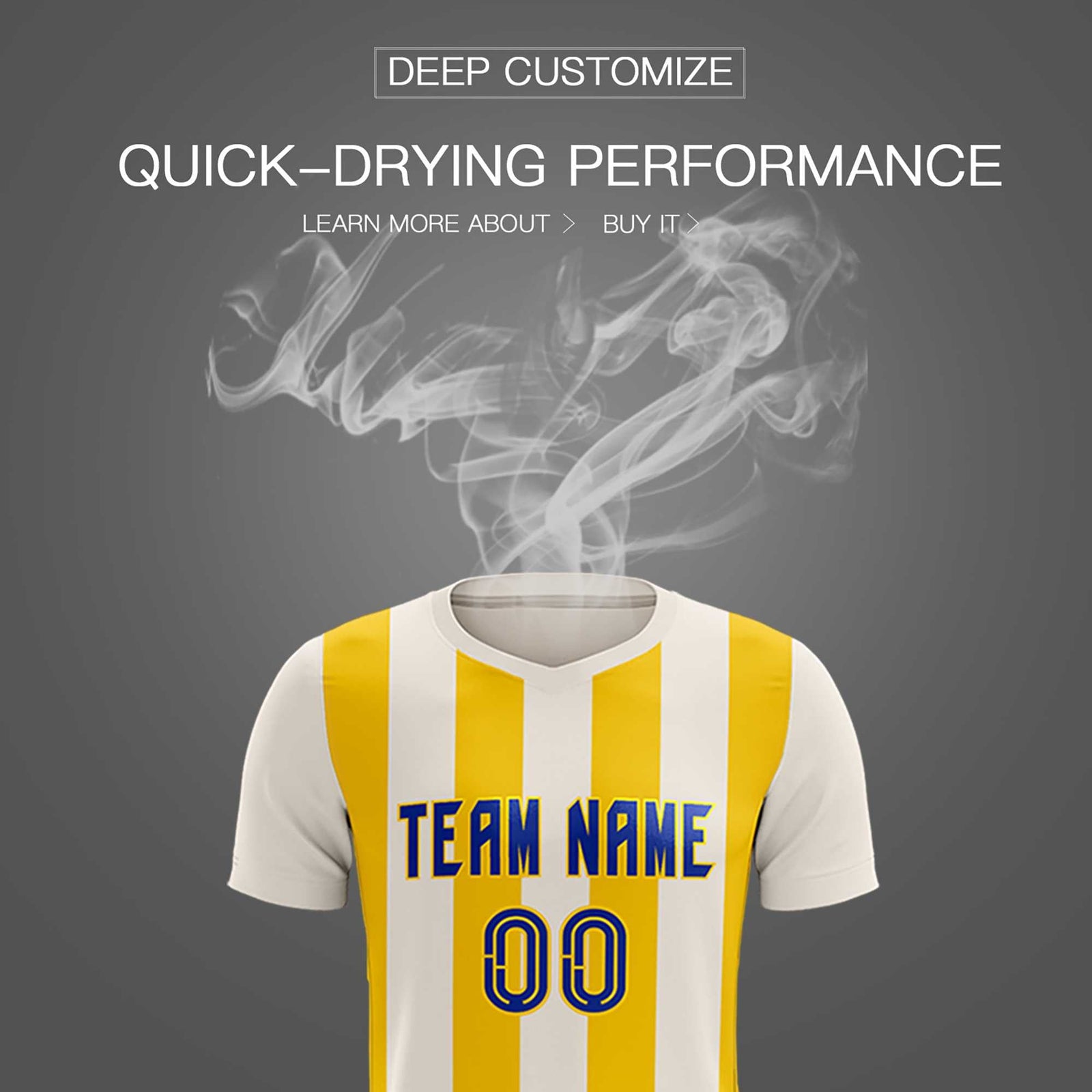 Custom Cream Gold Vertical Stripes Casual Outdoor Soccer Sets Jersey