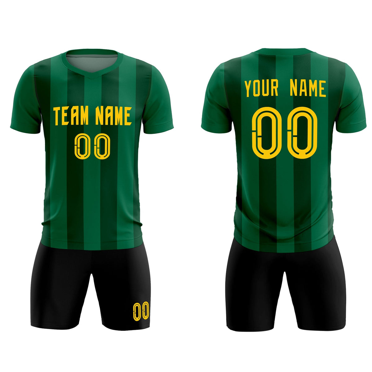 Custom Kelly Green Green Vertical Stripes Casual Outdoor Soccer Sets Jersey