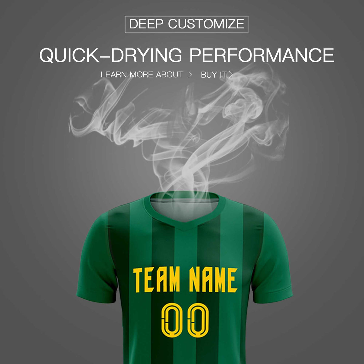 Custom Kelly Green Green Vertical Stripes Casual Outdoor Soccer Sets Jersey