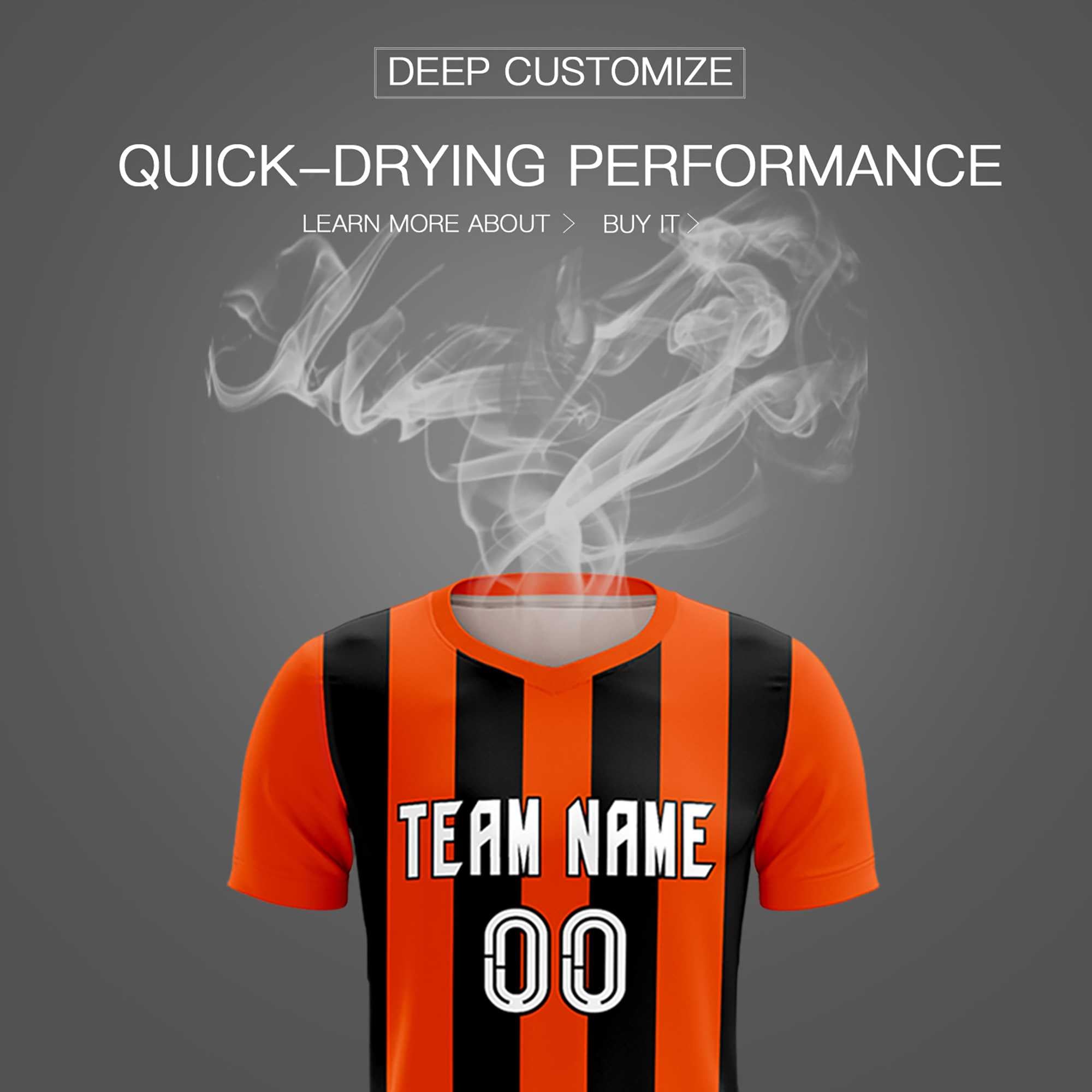 Custom Orange Black Vertical Stripes Casual Outdoor Soccer Sets Jersey