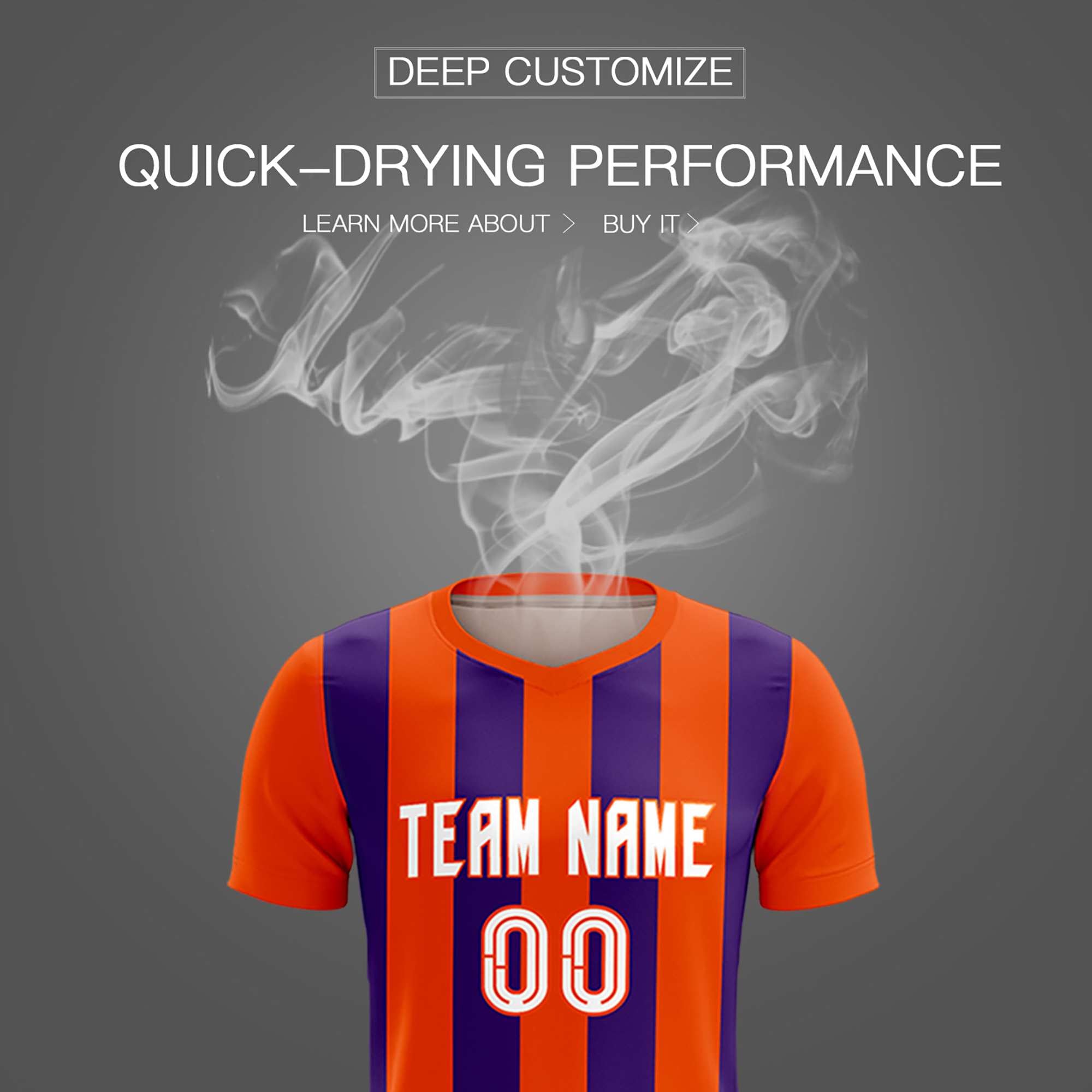 Custom Orange Purple Vertical Stripes Casual Outdoor Soccer Sets Jersey