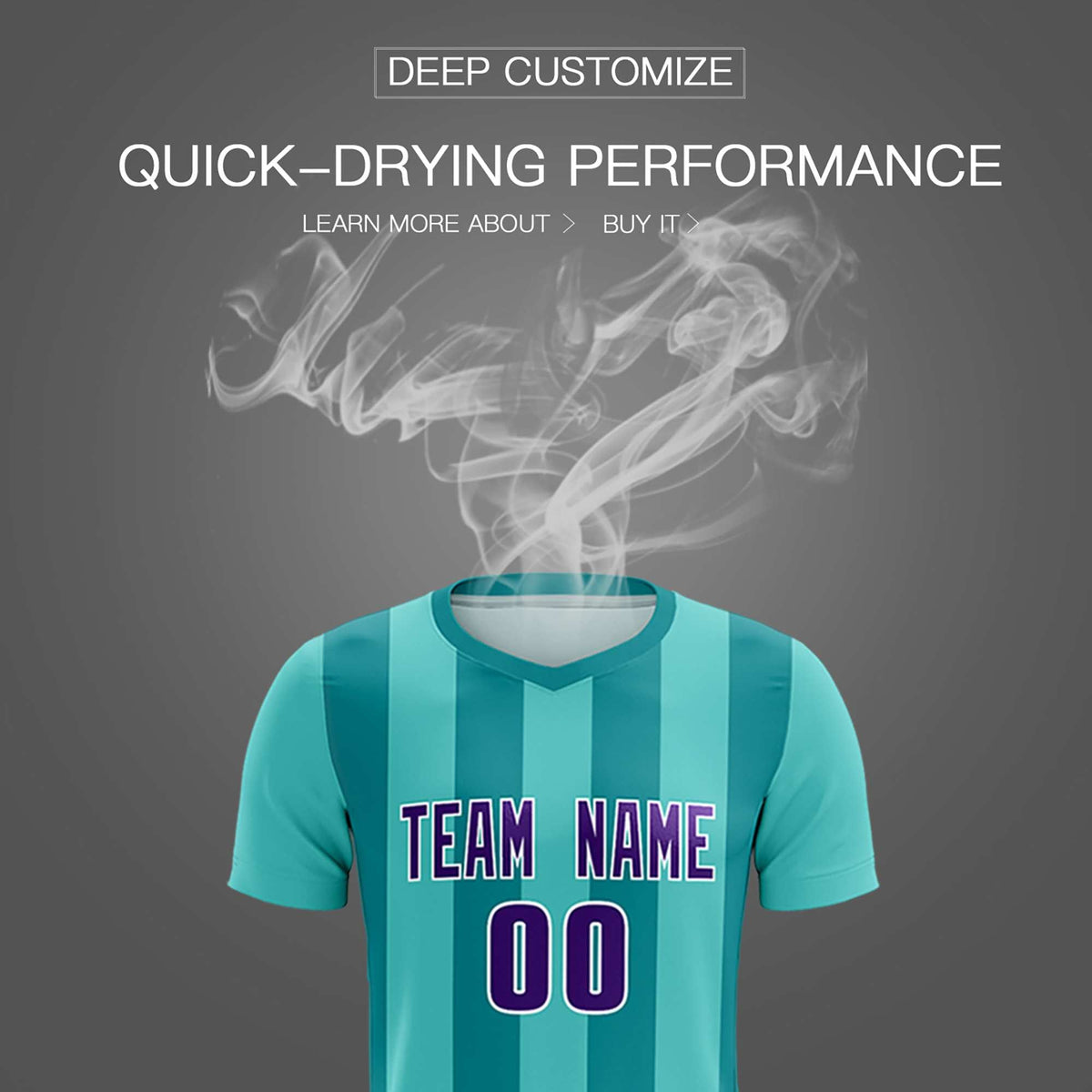 Custom Bright Green Aqua Vertical Stripes Casual Outdoor Soccer Sets Jersey