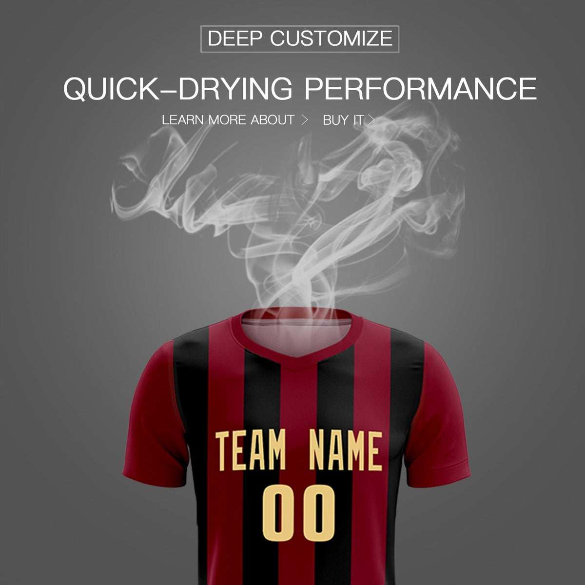 Custom Crimson Black Vertical Stripes Casual Outdoor Soccer Sets Jersey