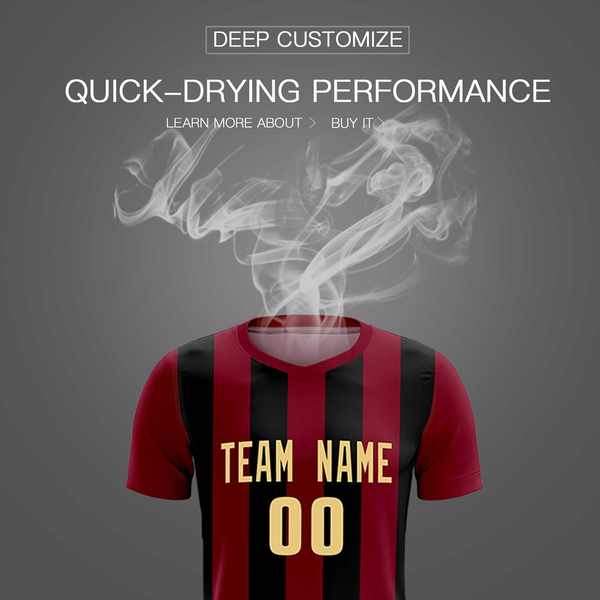 Custom Crimson Black Vertical Stripes Casual Outdoor Soccer Sets Jersey