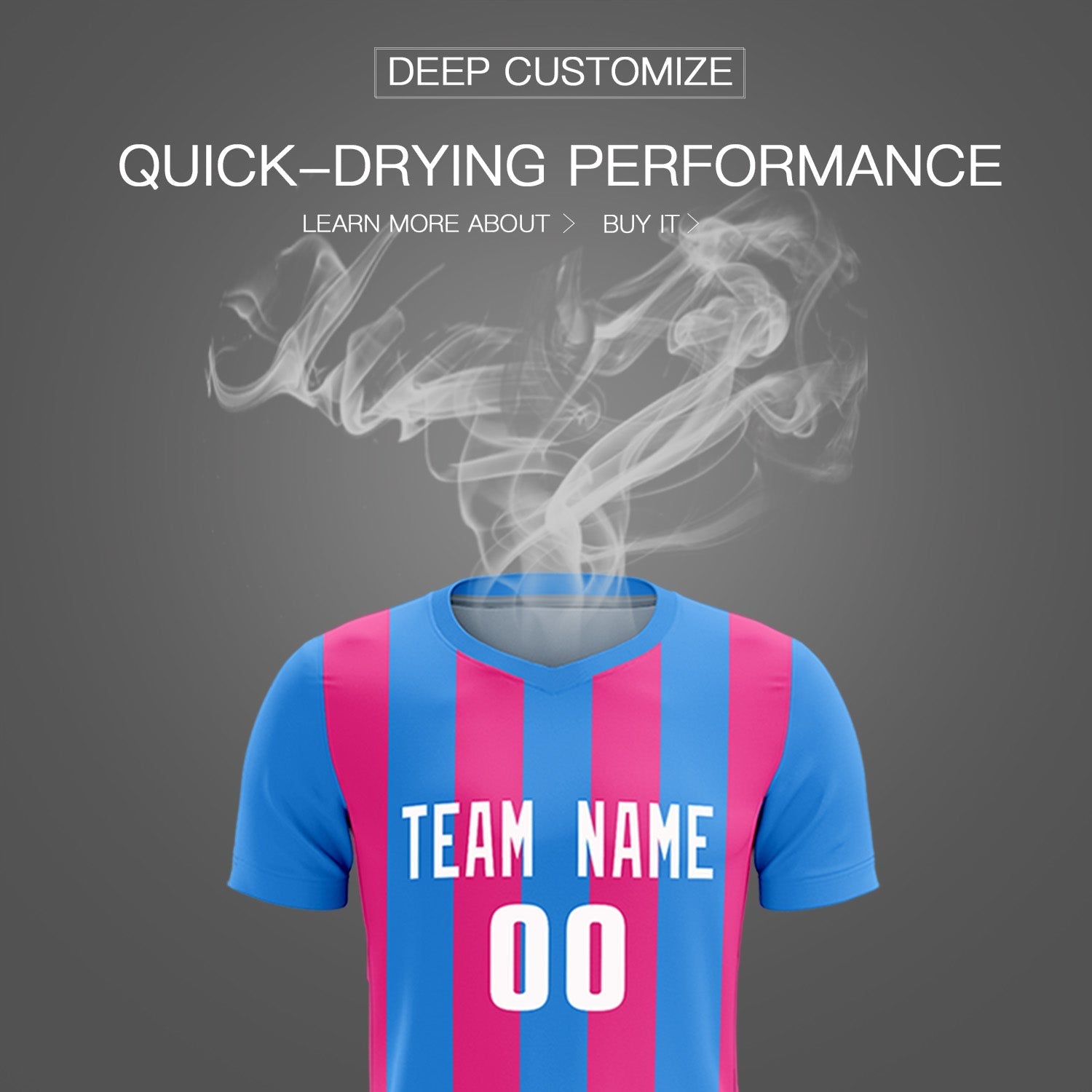 Custom Powder Blue Pink Vertical Stripes Casual Outdoor Soccer Sets Jersey