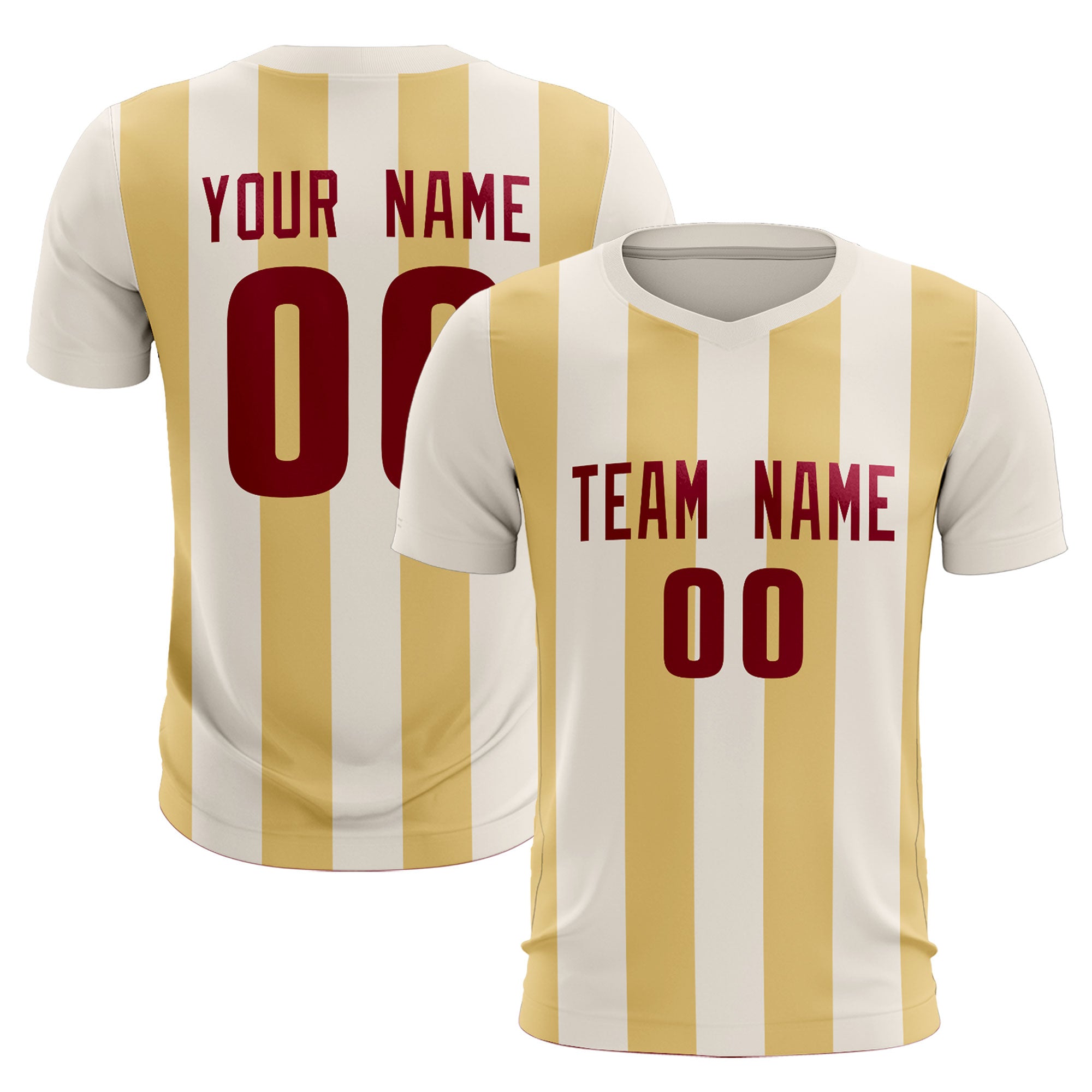 Custom Cream Khaki Vertical Stripes Casual Outdoor Soccer Sets Jersey