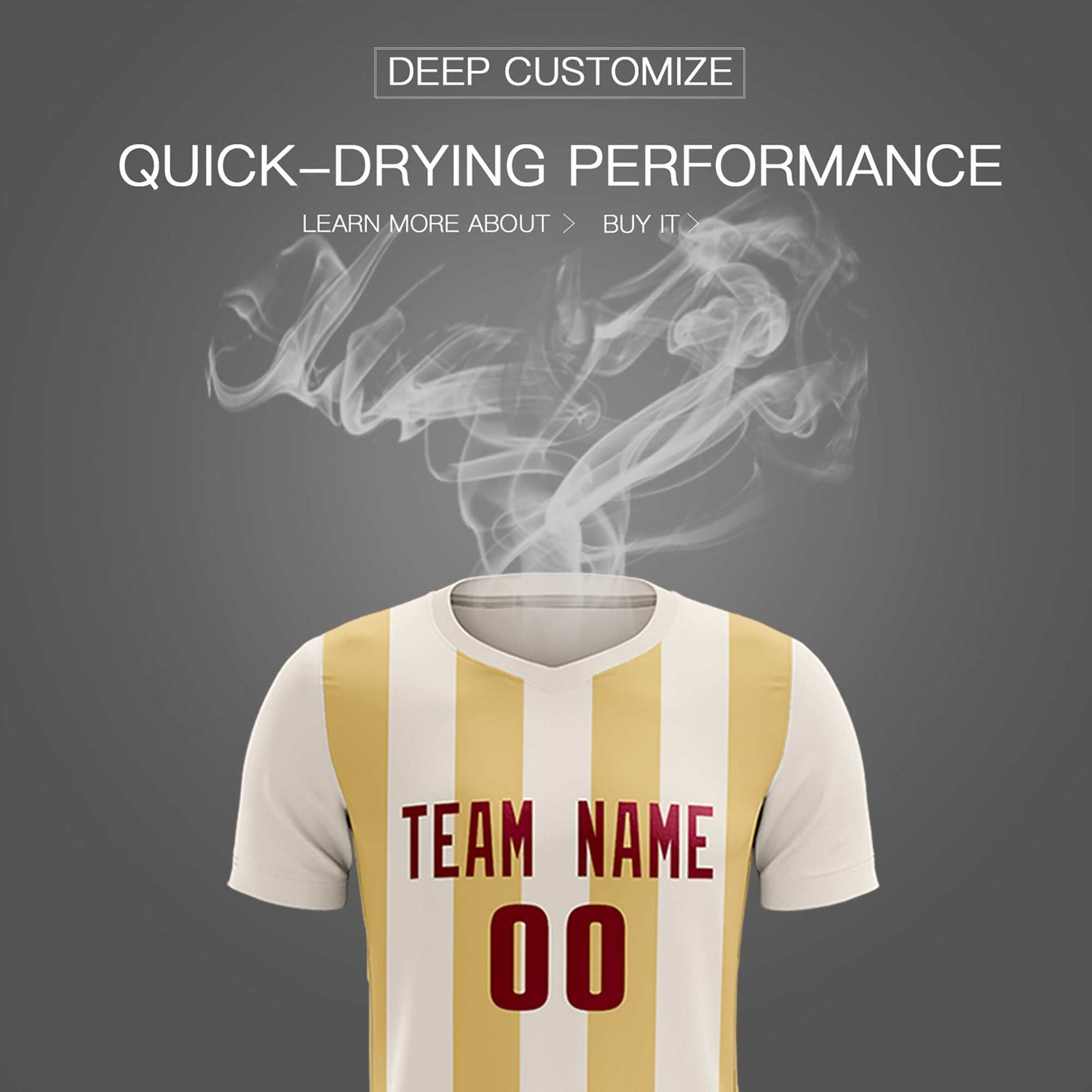 Custom Cream Khaki Vertical Stripes Casual Outdoor Soccer Sets Jersey