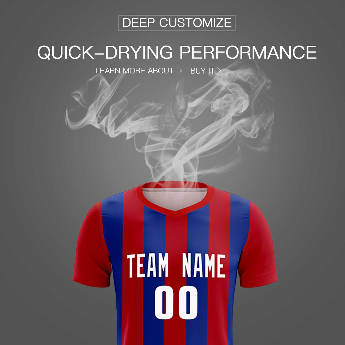 Custom Red Royal Vertical Stripes Casual Outdoor Soccer Sets Jersey