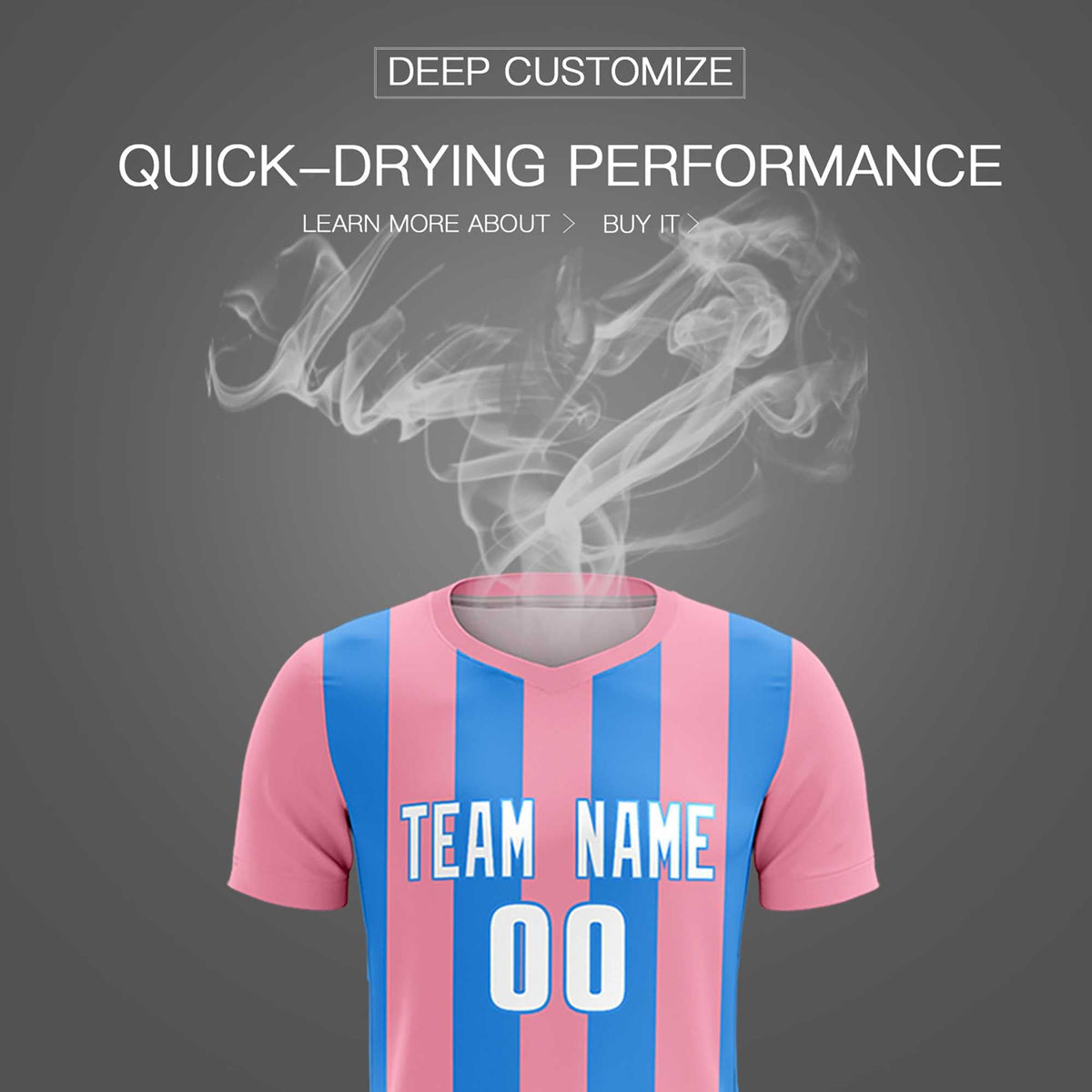 Custom Light Pink Powder Blue Vertical Stripes Casual Outdoor Soccer Sets Jersey