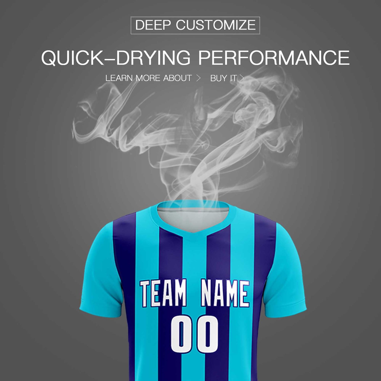 Custom Sky Blue Royal Vertical Stripes Casual Outdoor Soccer Sets Jersey