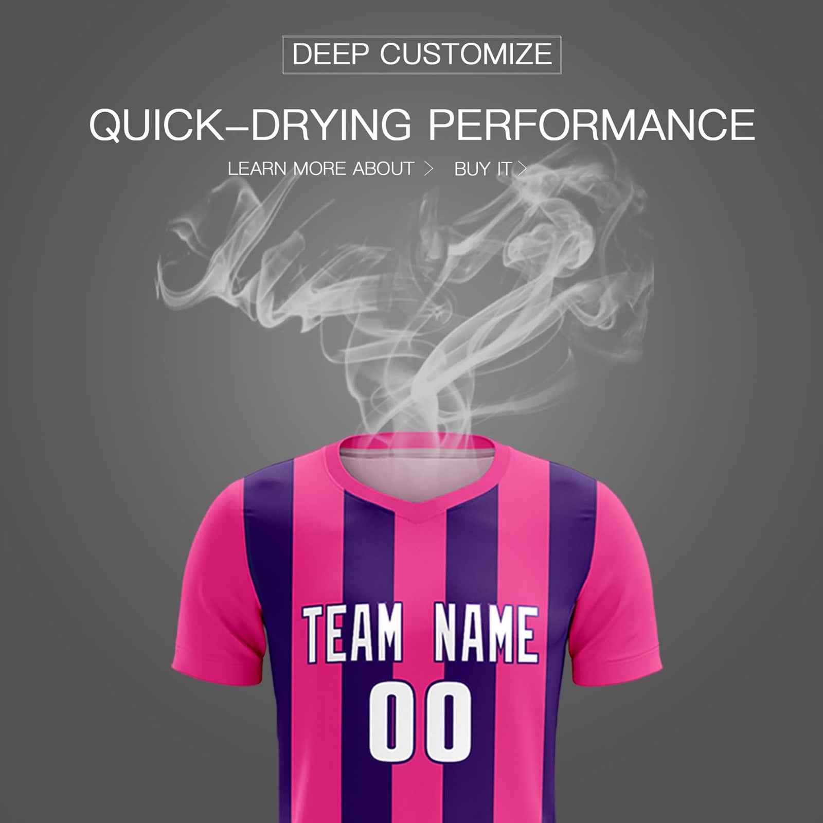 Custom Pink Purple Vertical Stripes Casual Outdoor Soccer Sets Jersey